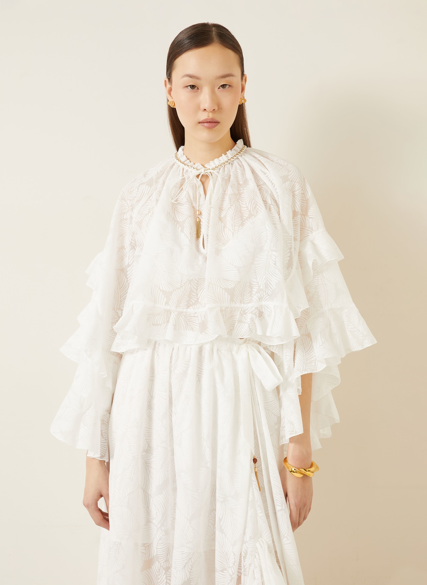 ZIMMERMANN DAYLIGHT blouse shirt with flounces: WHITE