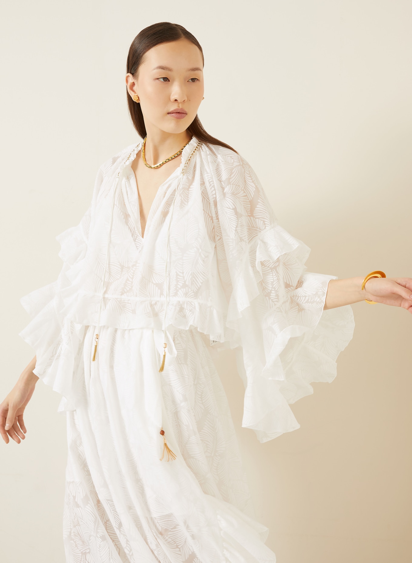 ZIMMERMANN DAYLIGHT blouse shirt with flounces: WHITE