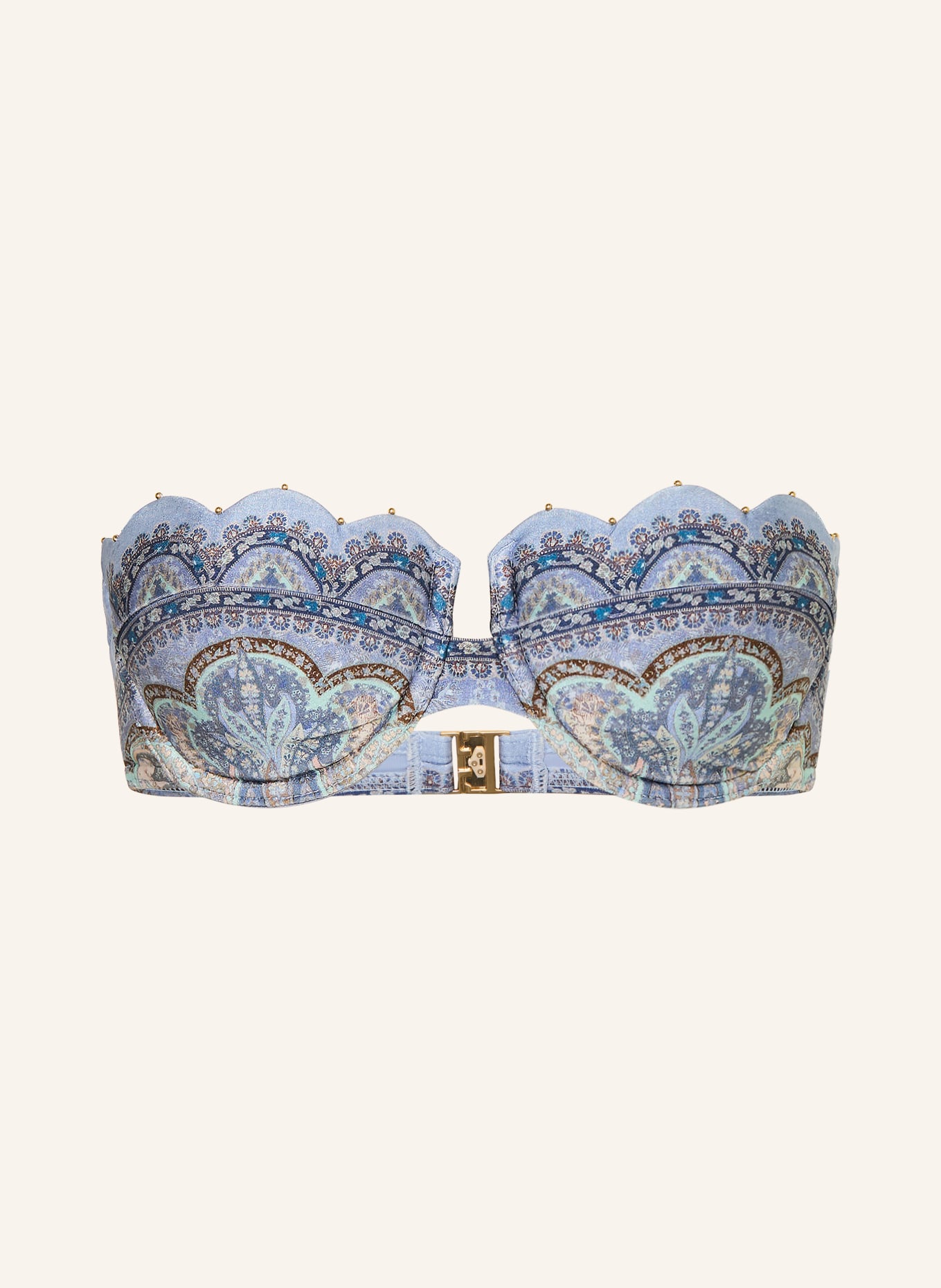 ZIMMERMANN Bügel-Bikini-Top WANDERLUST: BLAUGRAU / BRAUN / HELLBLAU