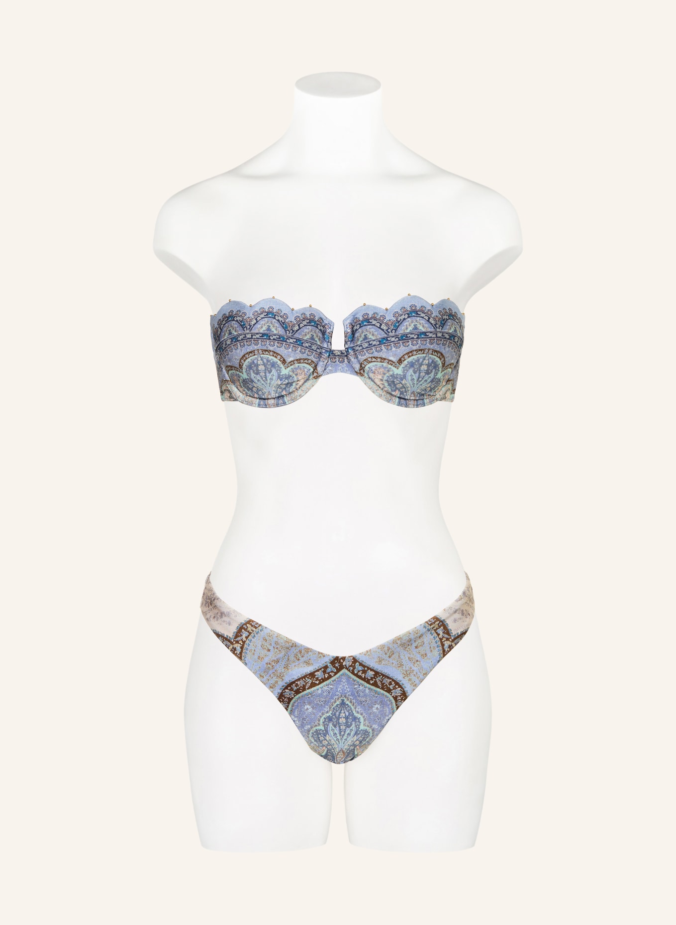 ZIMMERMANN Bügel-Bikini-Top WANDERLUST: BLAUGRAU / BRAUN / HELLBLAU