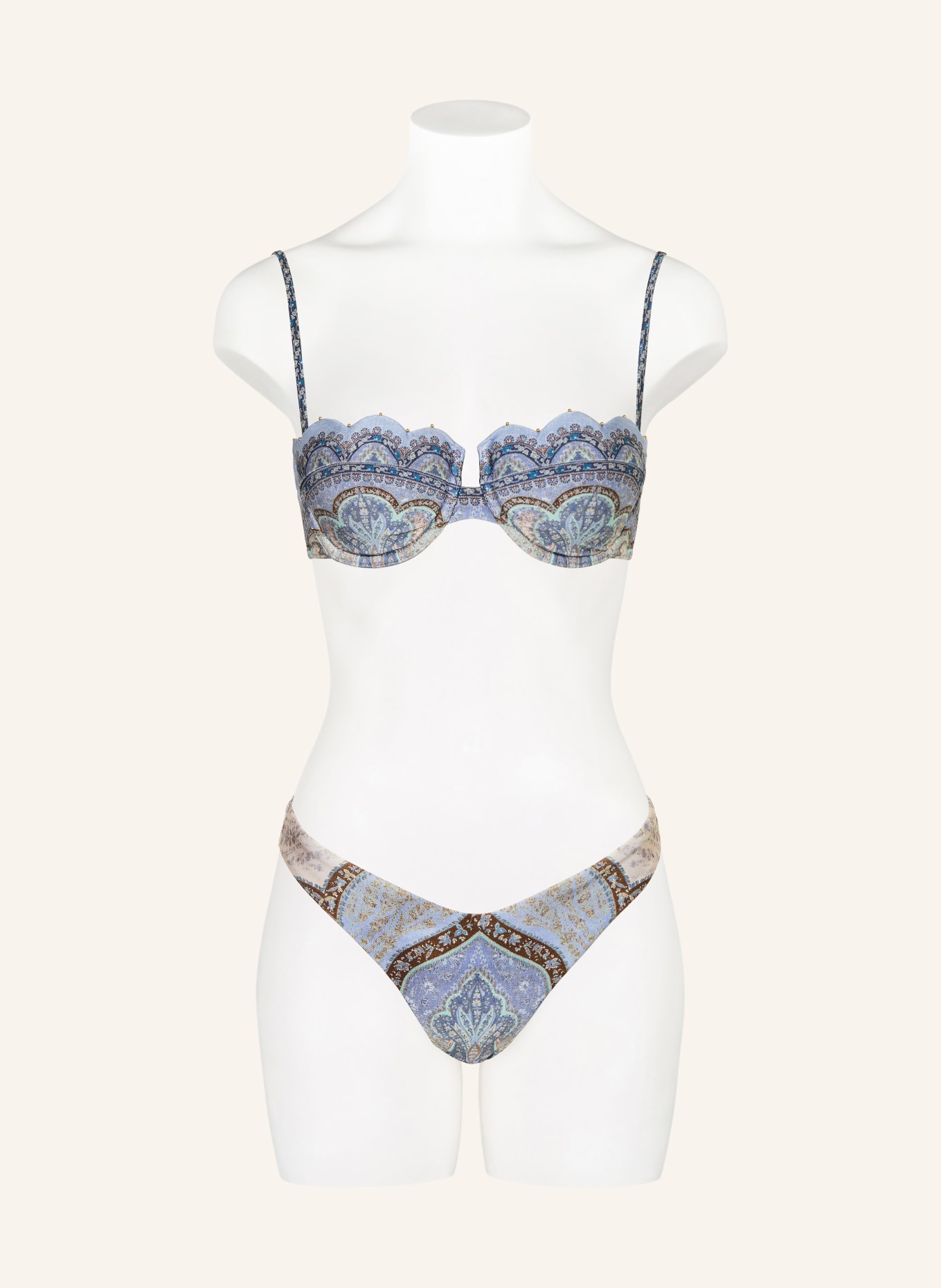 ZIMMERMANN Bügel-Bikini-Top WANDERLUST: BLAUGRAU / BRAUN / HELLBLAU