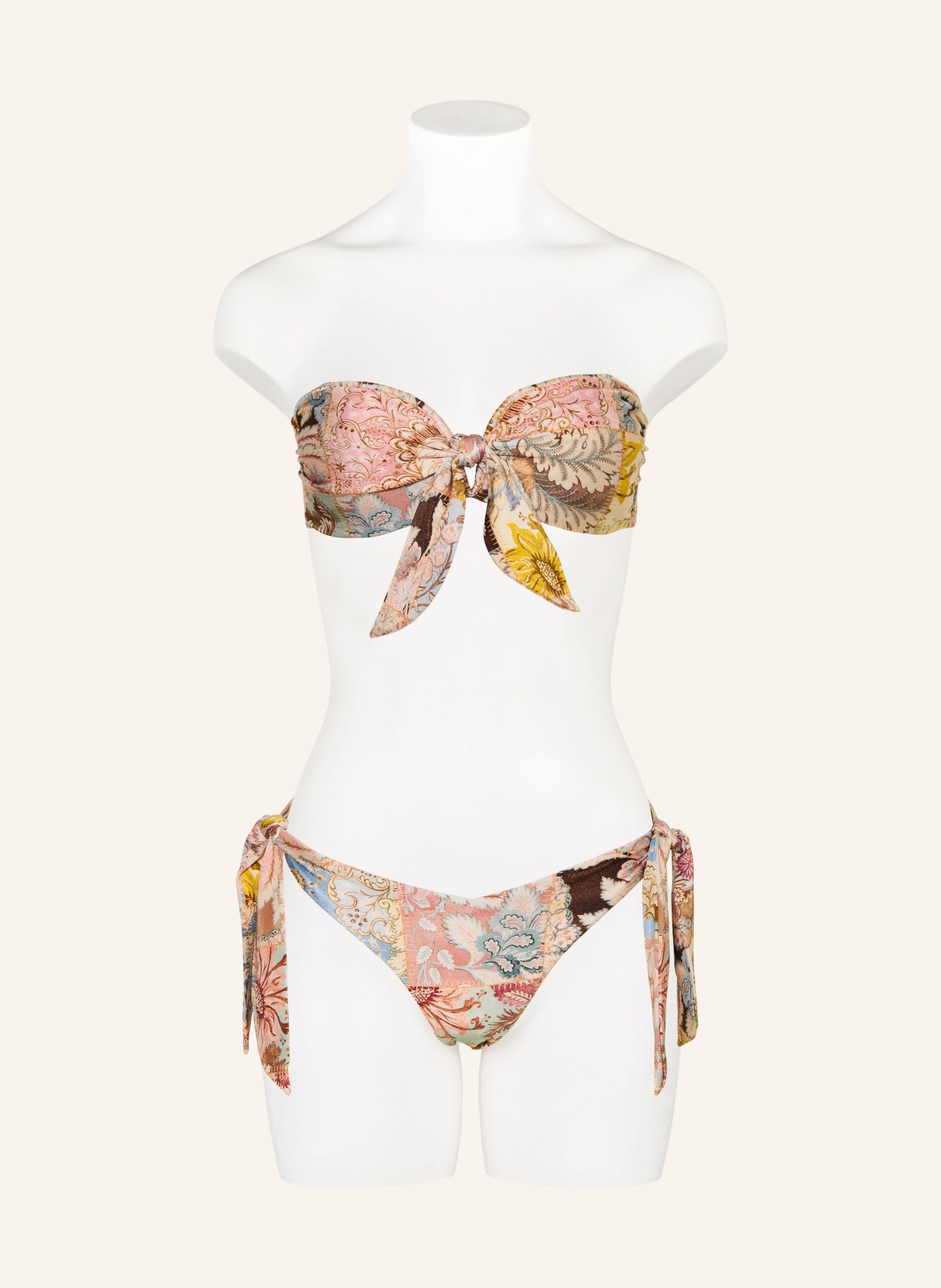 ZIMMERMANN Bandeau-Bikini-Top DAYLIGHT: ROSA / BEIGE / DUNKELGELB