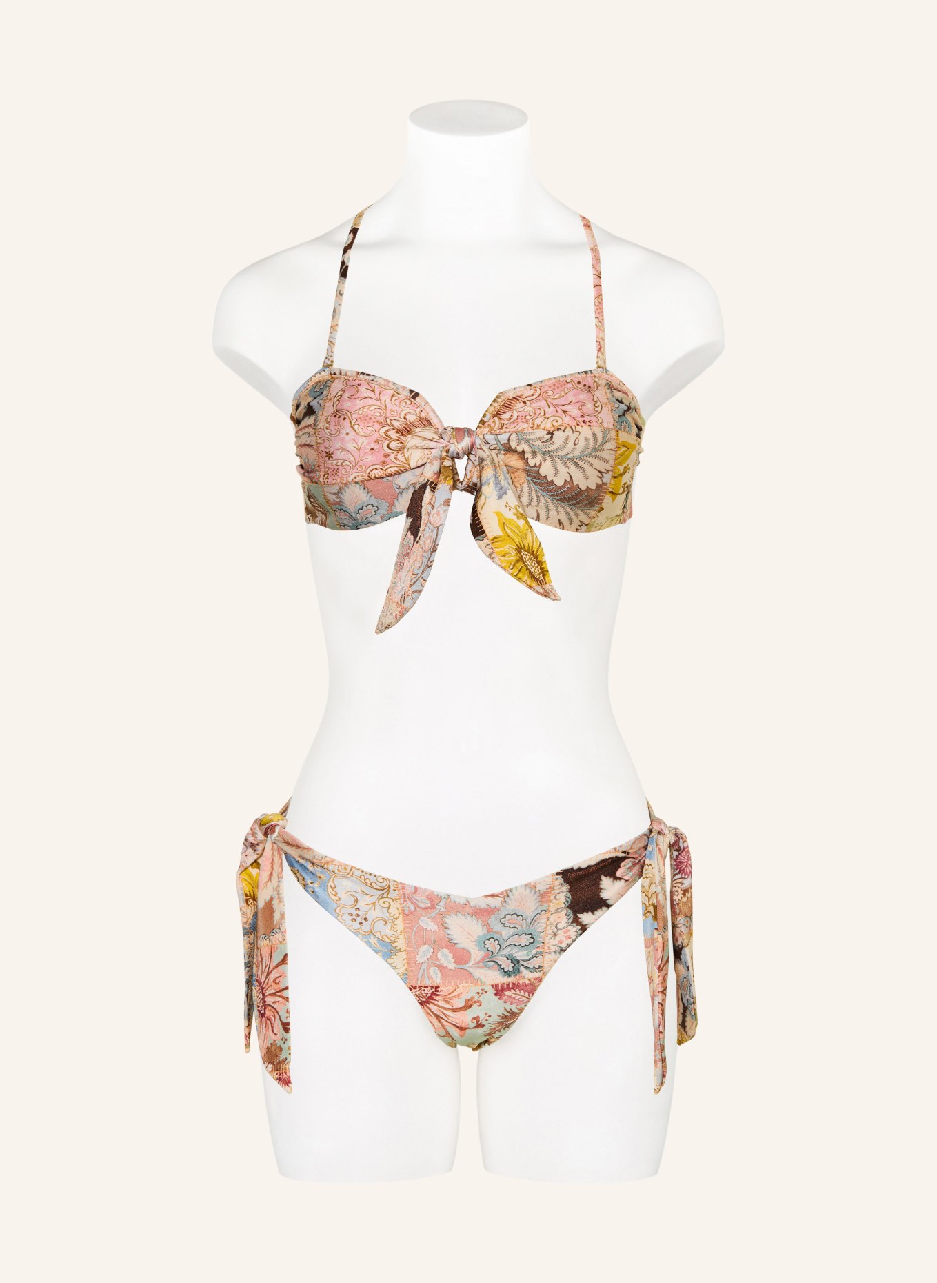 ZIMMERMANN Bandeau-Bikini-Top DAYLIGHT: ROSA / BEIGE / DUNKELGELB