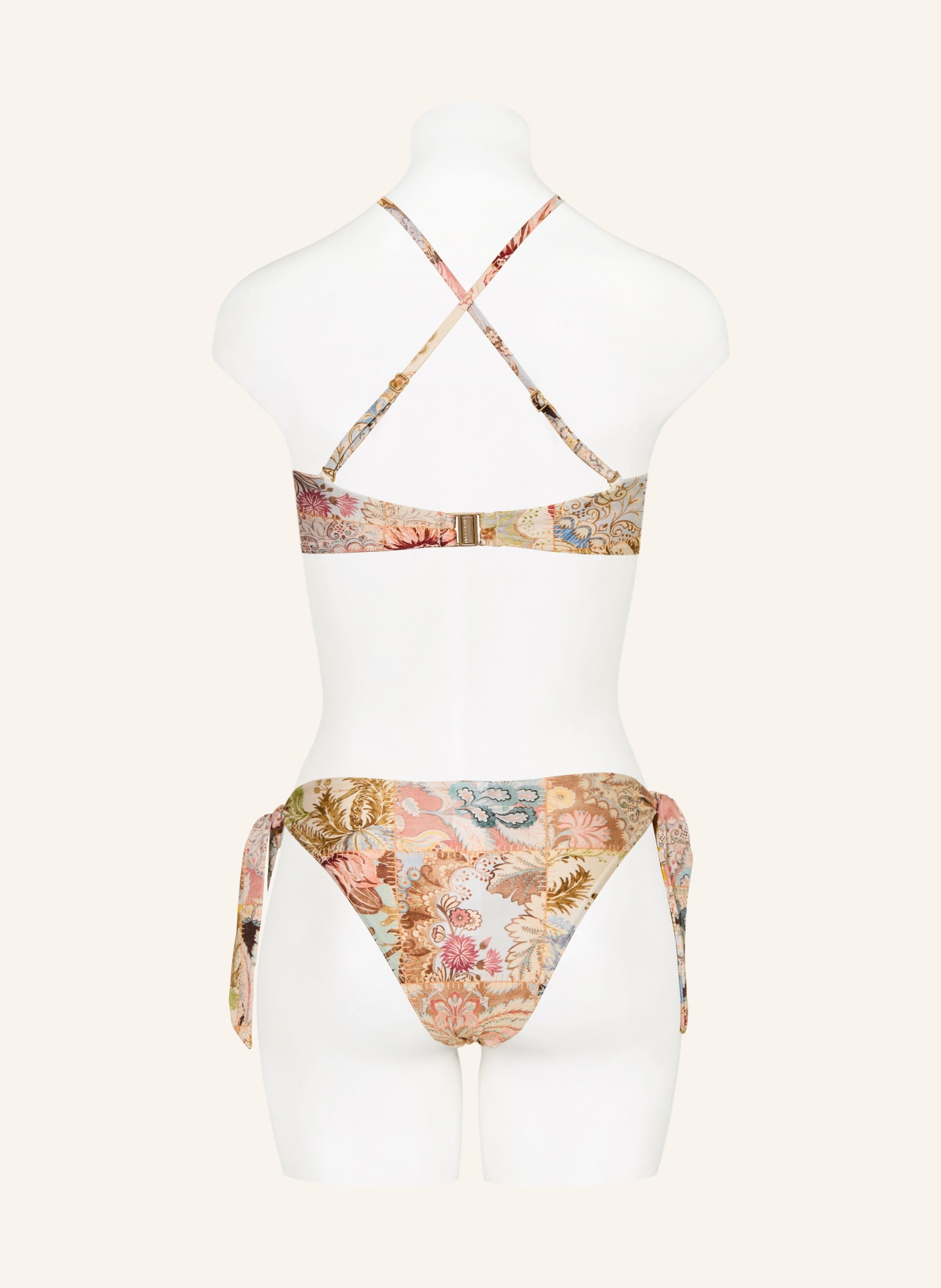 ZIMMERMANN Bandeau-Bikini-Top DAYLIGHT: ROSA / BEIGE / DUNKELGELB