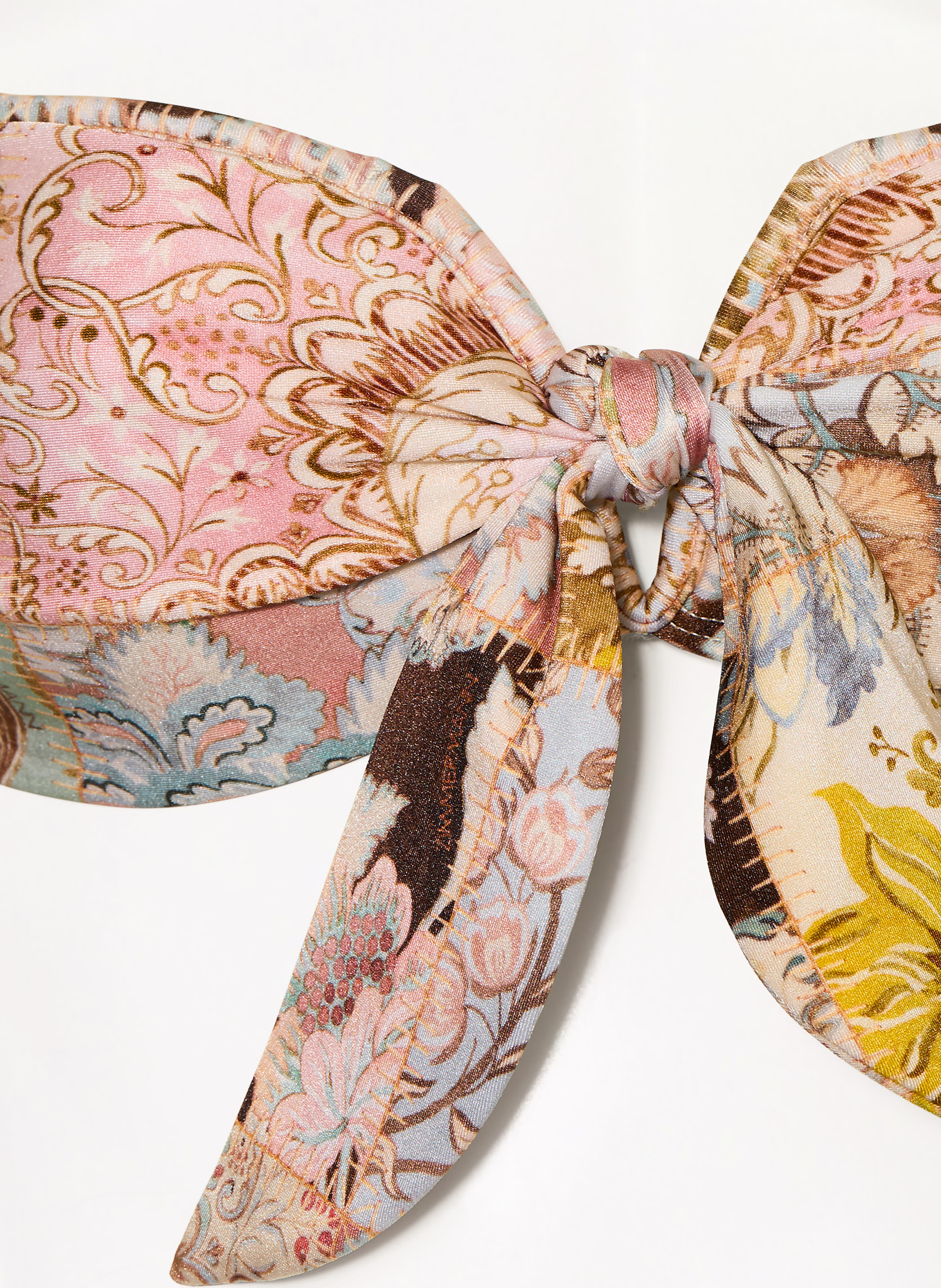 ZIMMERMANN Bandeau-Bikini-Top DAYLIGHT: ROSA / BEIGE / DUNKELGELB