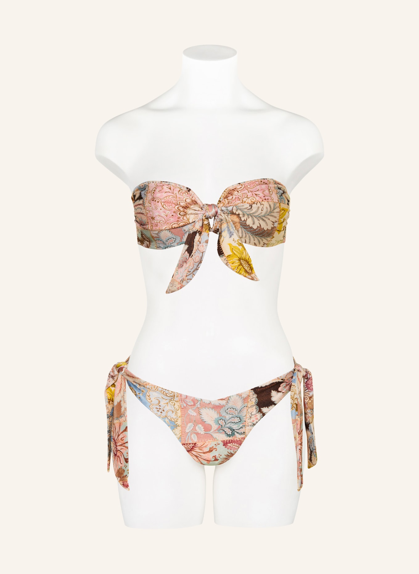 ZIMMERMANN Triangel-Bikini-Hose DAYLIGHT: ALTROSA / BEIGE / MINT