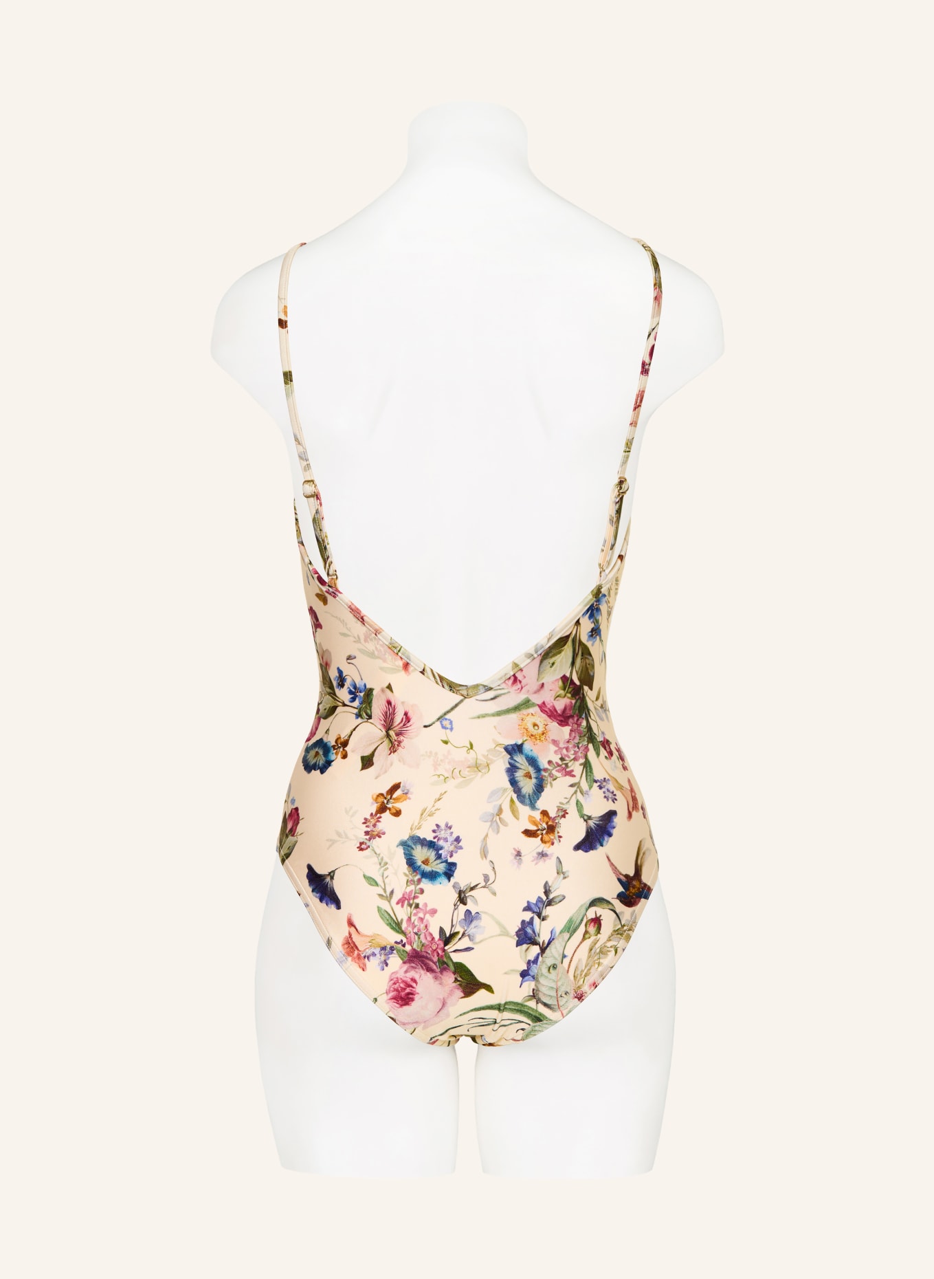 ZIMMERMANN PATIENCE TUCK PLUNGE swimsuit: CREAM / DARK PURPLE / OLIVE