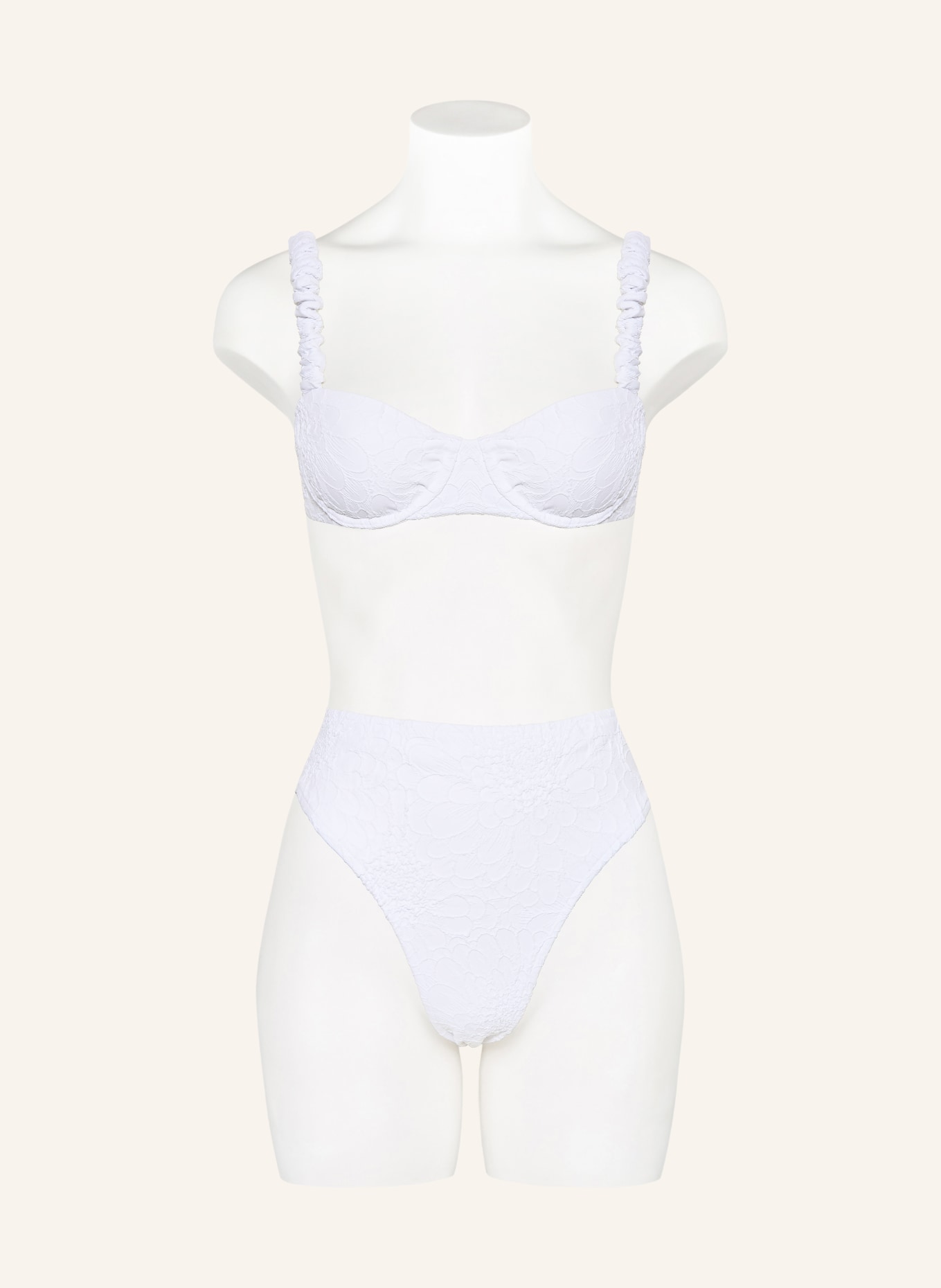 FARM RIO High-waisted bikini bottoms WHITE GERBERA DAISY: WHITE