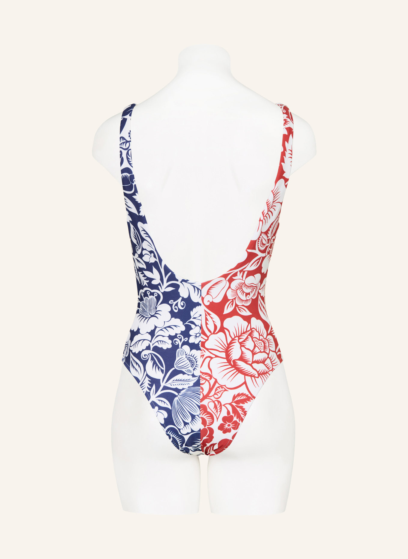 FARM RIO Badeanzug CASHEW AND BIRDS in Wickeloptik: ROT / DUNKELBLAU / WEISS