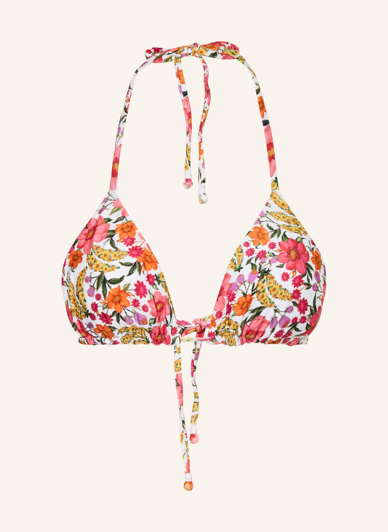 FARM RIO Trójkątny stanik bikini BANANA FLOWERS: BIAŁY / MOCNORÓŻOWY / ŻÓŁTY
