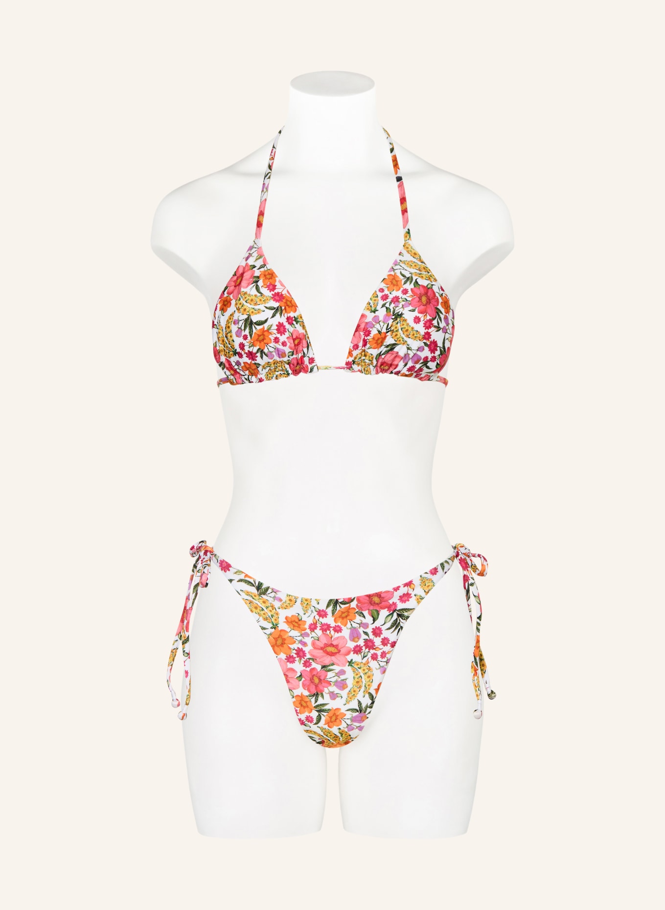 FARM RIO Trójkątny stanik bikini BANANA FLOWERS: BIAŁY / MOCNORÓŻOWY / ŻÓŁTY