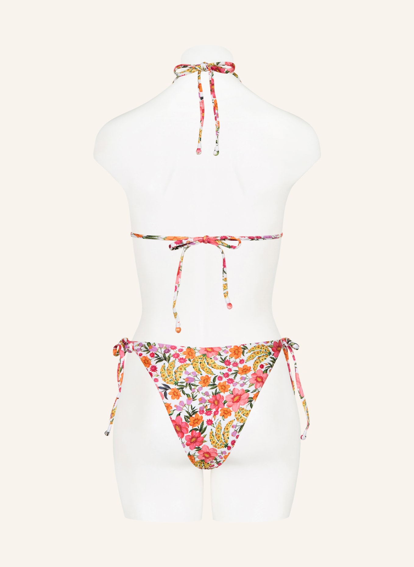 FARM RIO Trójkątny stanik bikini BANANA FLOWERS: BIAŁY / MOCNORÓŻOWY / ŻÓŁTY