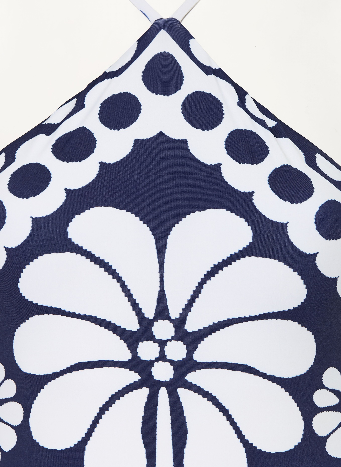 FARM RIO PALERMO high-neck swimsuit: DARK BLUE / WHITE