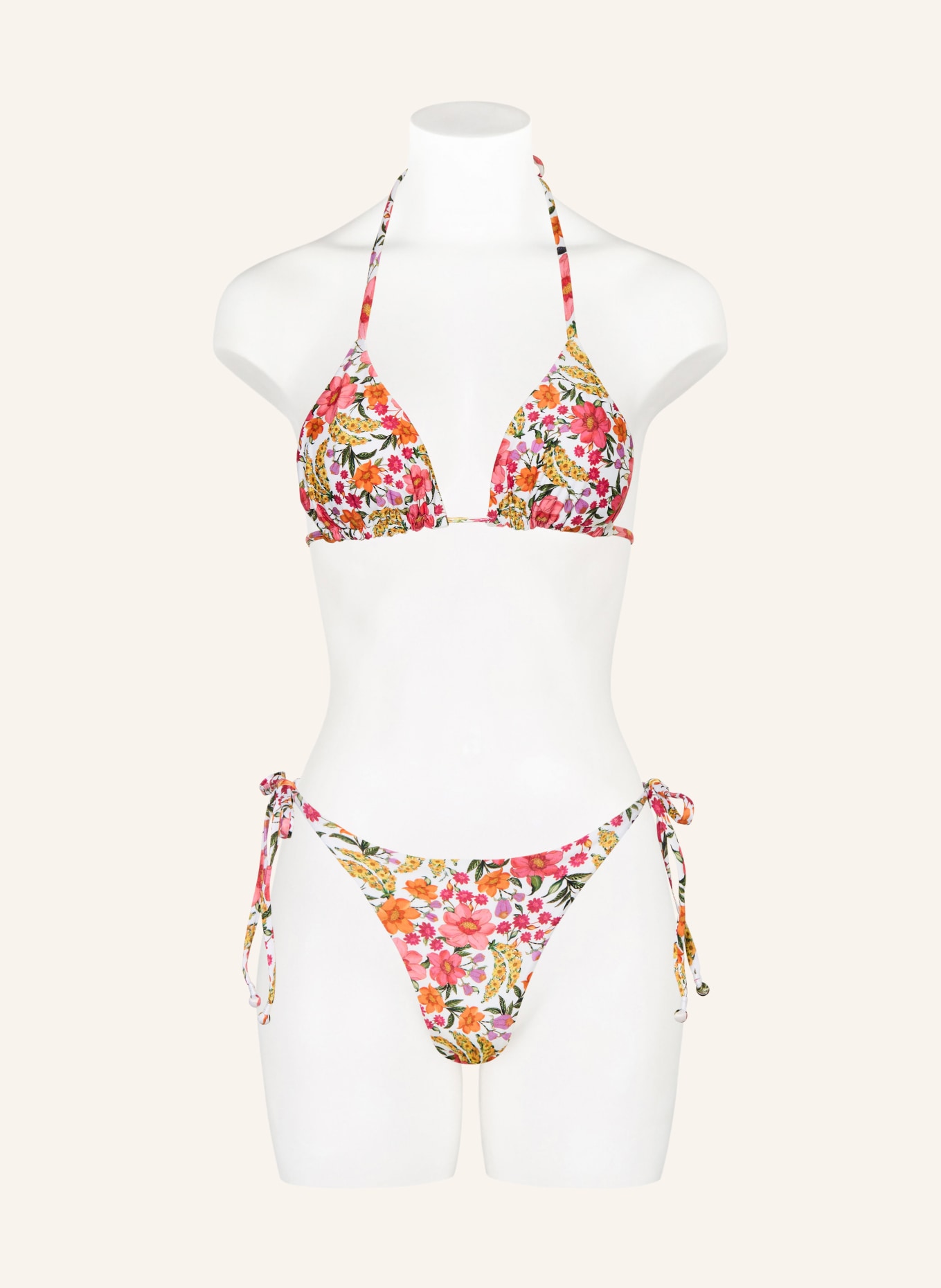 FARM RIO Trójkątne figi bikini BANANA FLOWERS: BIAŁY / MOCNORÓŻOWY / ŻÓŁTY