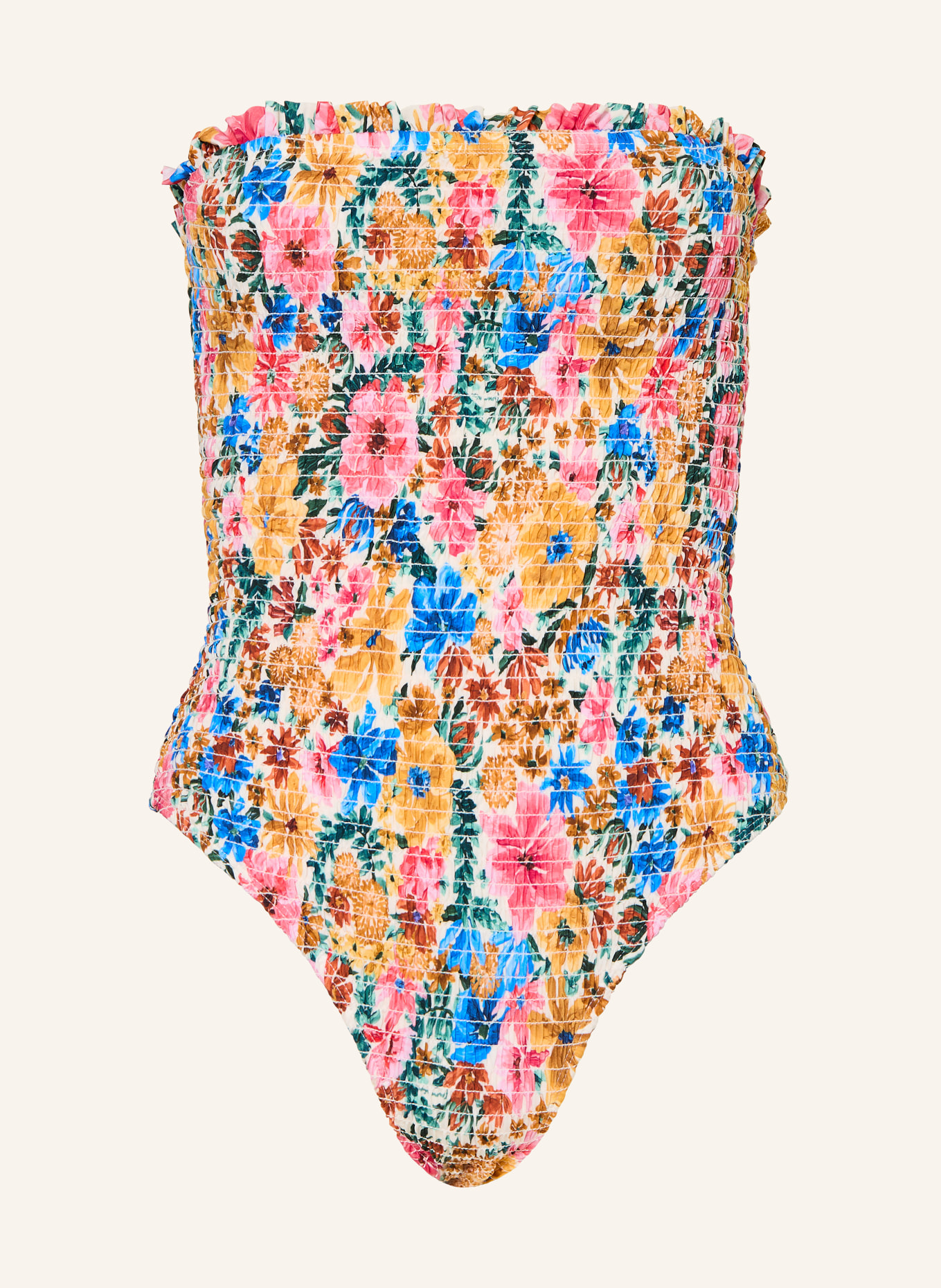 FARM RIO Strój kąpielowy bandeau FLORALINE: MOCNORÓŻOWY / JASNOBRĄZOWY / NIEBIESKI