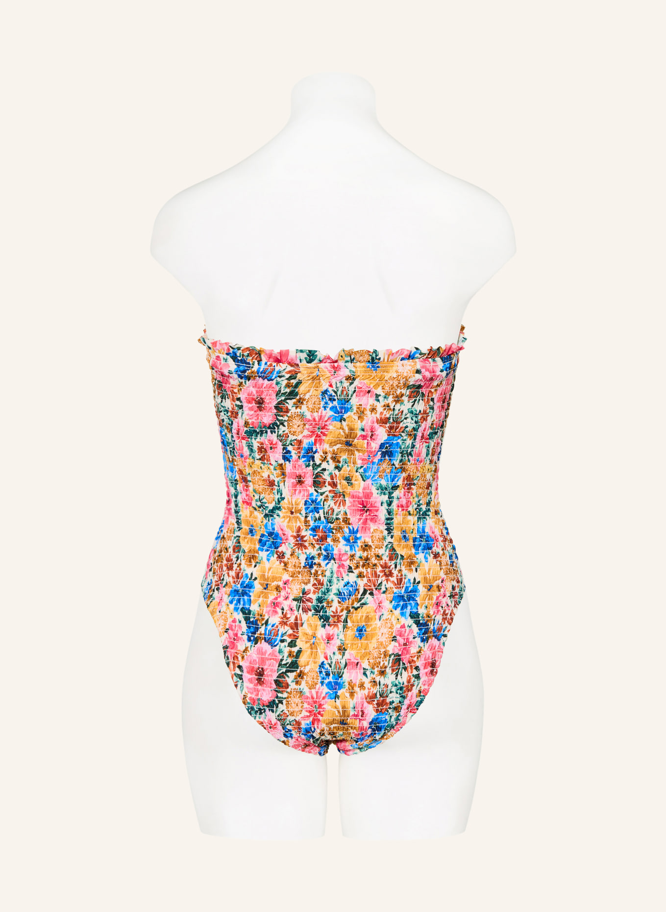 FARM RIO Strój kąpielowy bandeau FLORALINE: MOCNORÓŻOWY / JASNOBRĄZOWY / NIEBIESKI