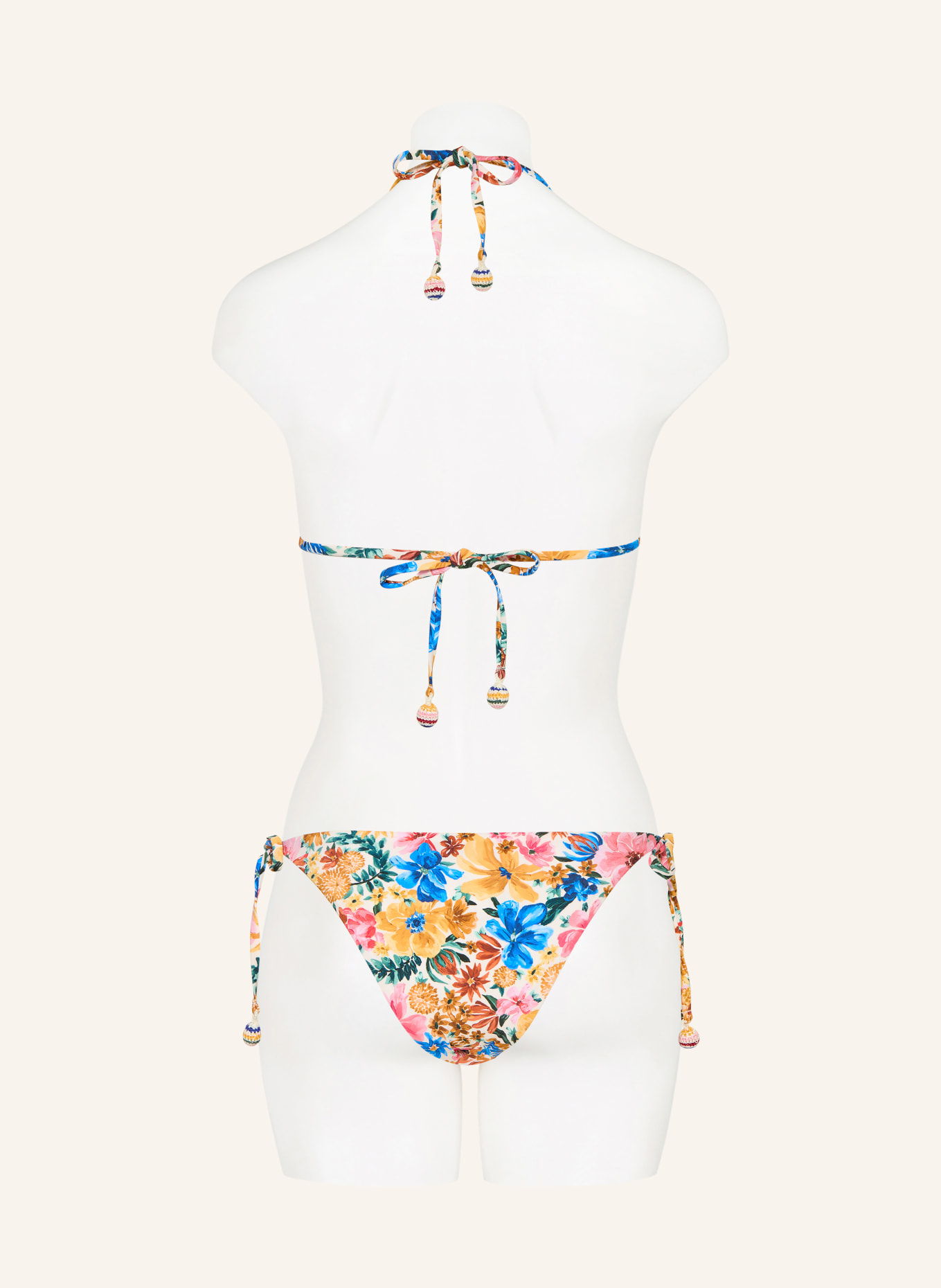 FARM RIO Triangel-Bikini-Hose FLORALINE: ROSA / BRAUN / DUNKELGRÜN