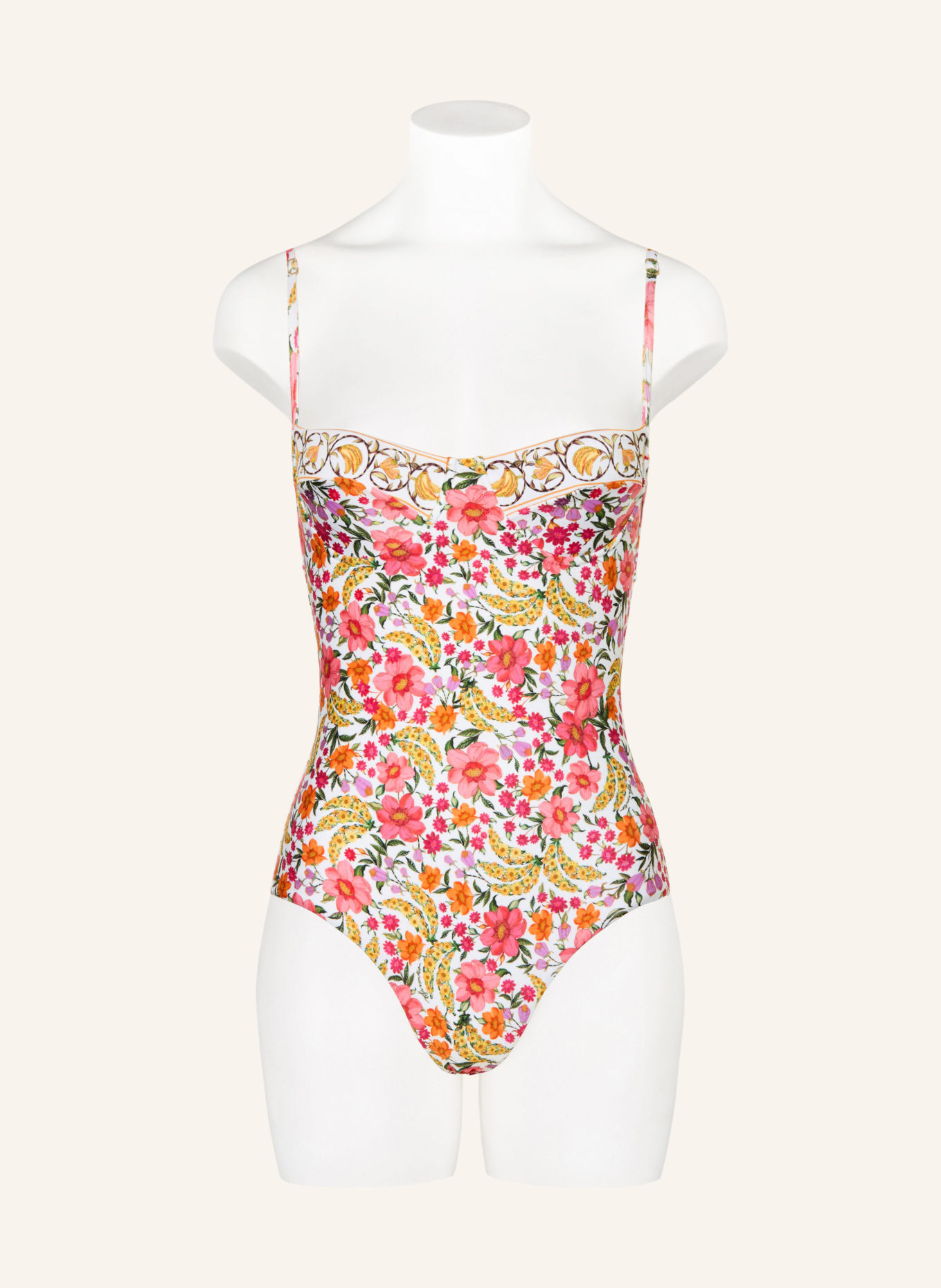 FARM RIO Underwire swimsuit BANANA FLOWERS: WHITE / LIGHT RED / YELLOW