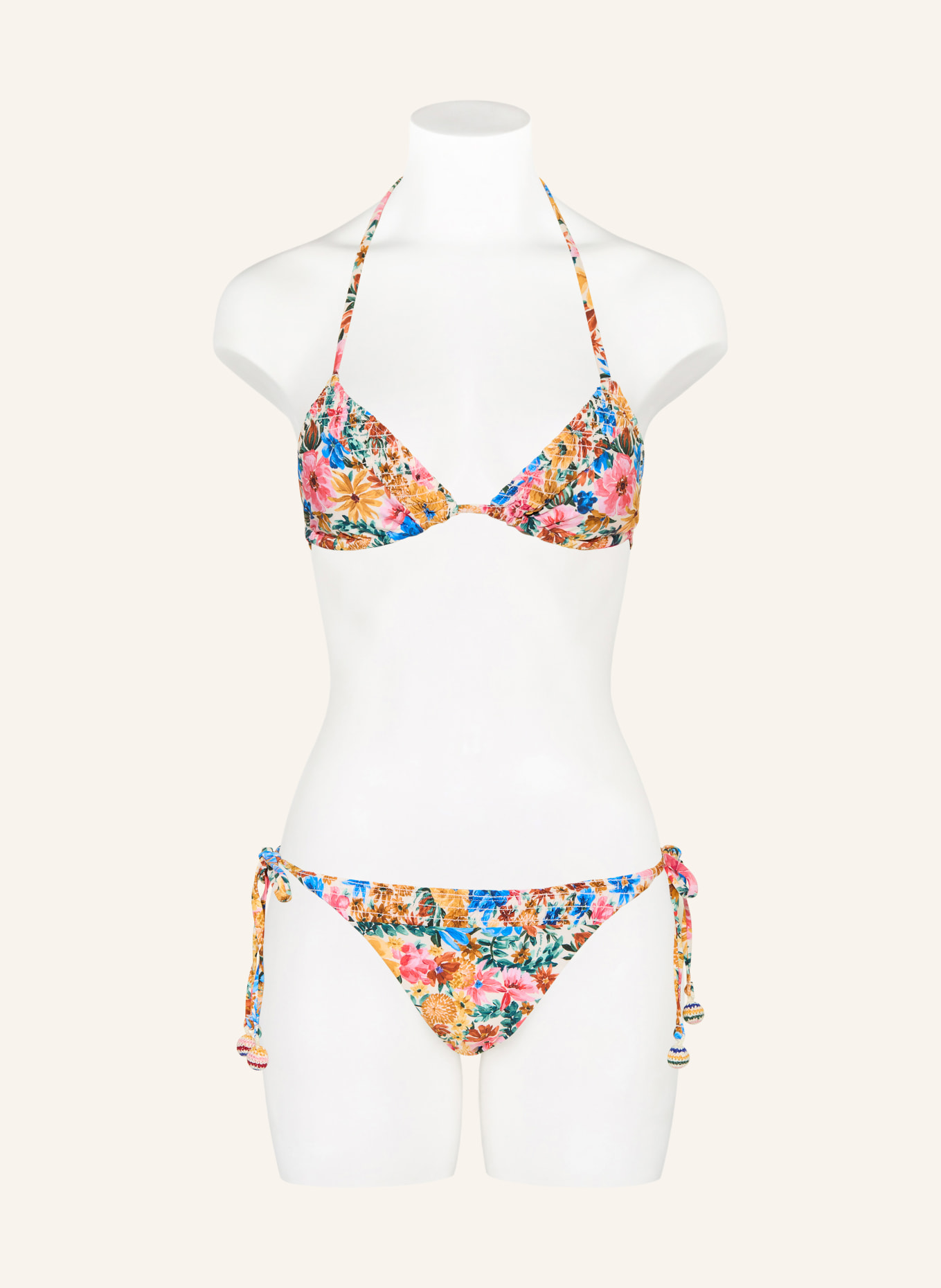 FARM RIO Triangel-Bikini-Top FLORALINE: ROSA / BRAUN / BLAU