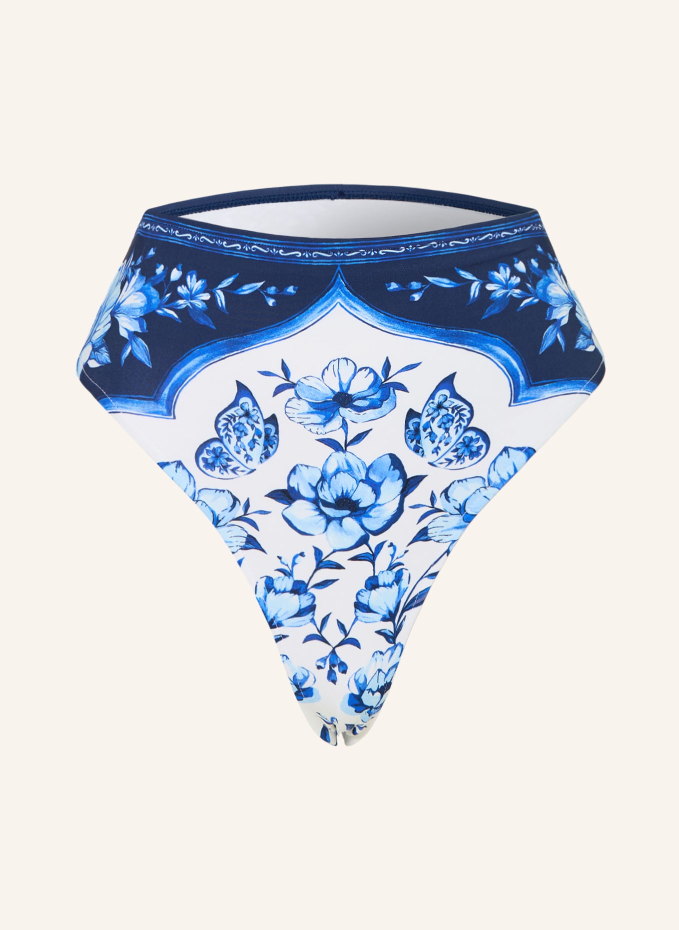 FARM RIO High-Waist-Bikini-Hose PORCELAIN GARDEN: BLAU / DUNKELBLAU / WEISS