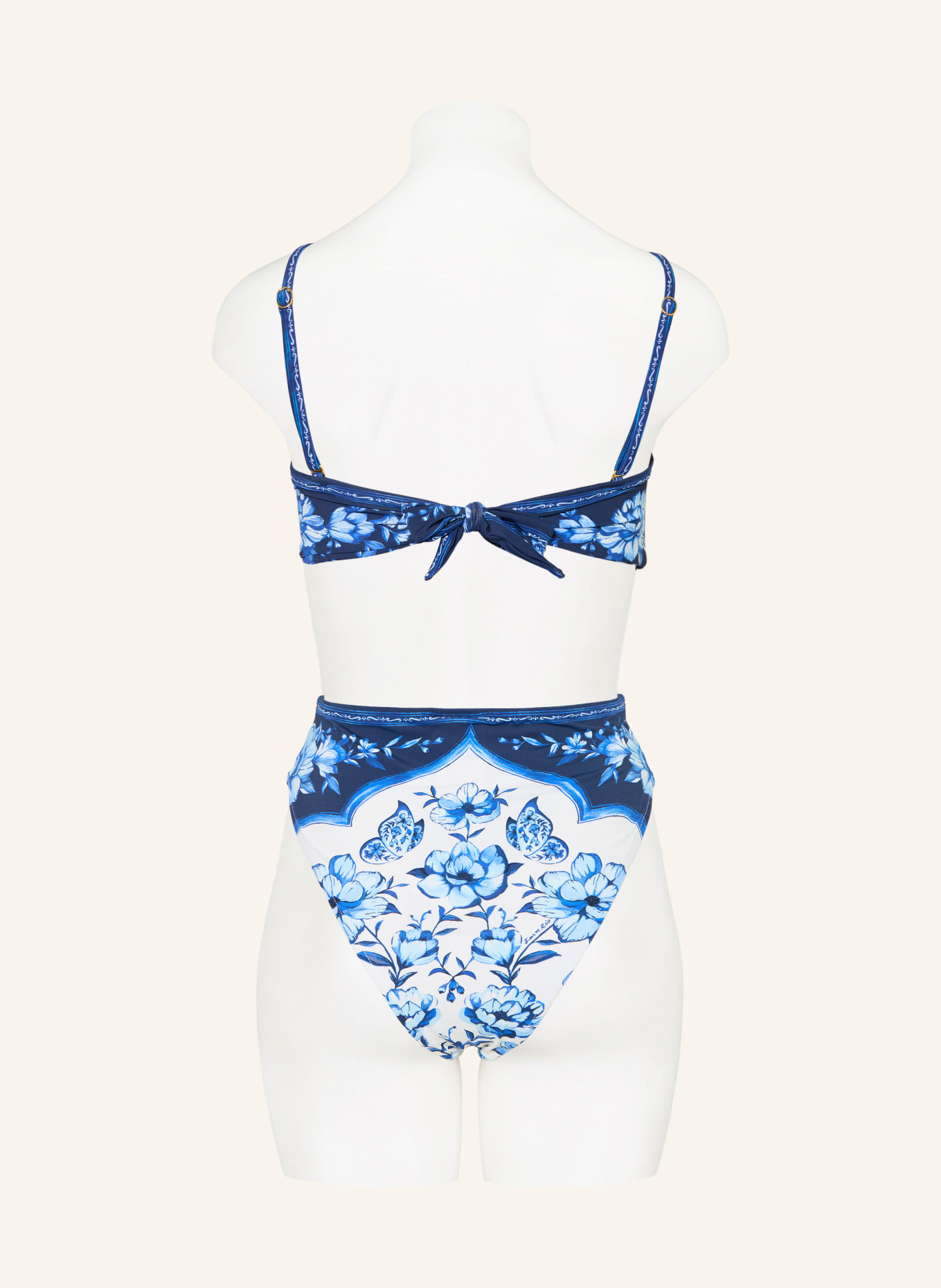 FARM RIO High-Waist-Bikini-Hose PORCELAIN GARDEN: BLAU / DUNKELBLAU / WEISS