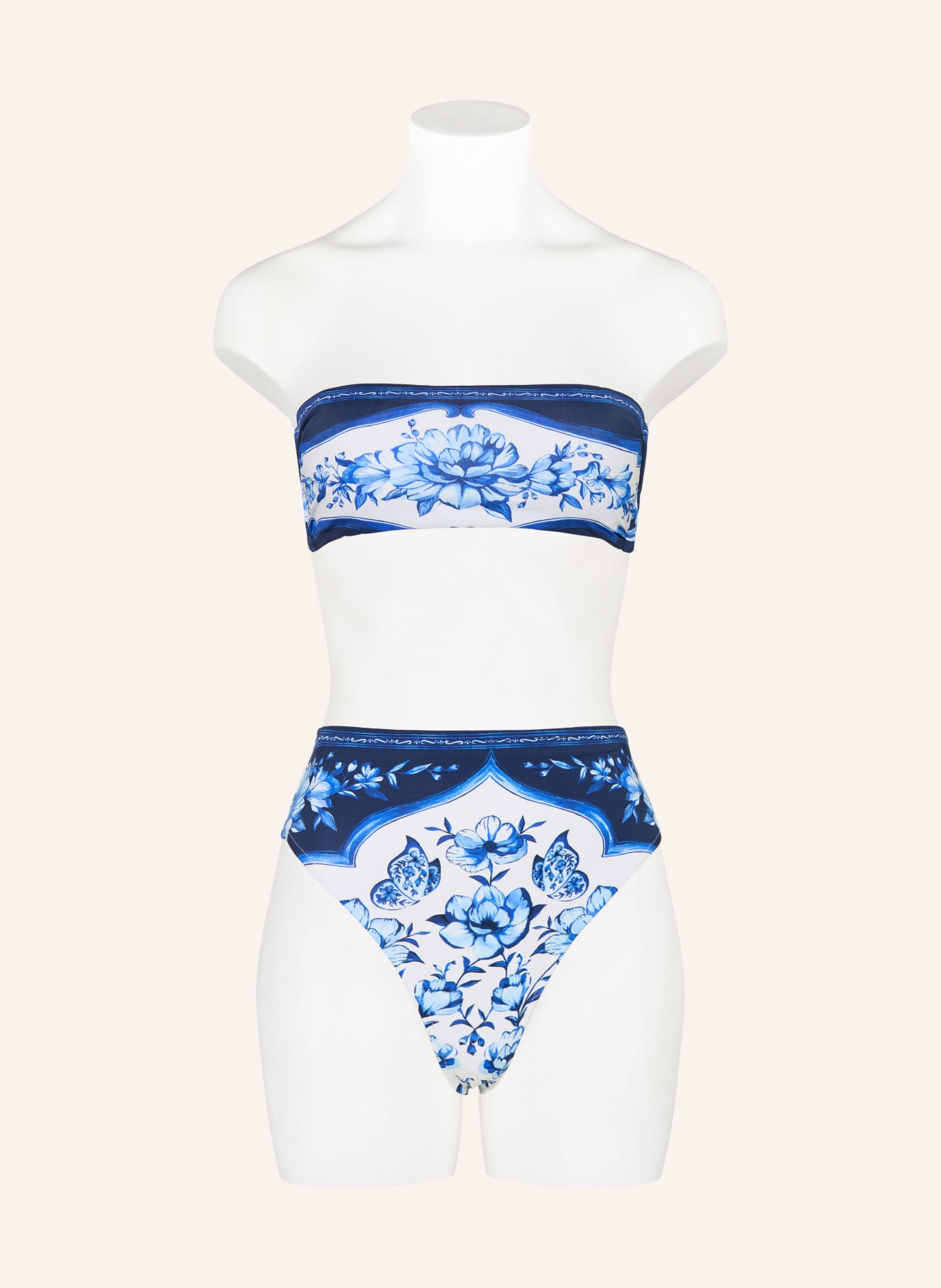 FARM RIO Bandeau-Bikini-Top PORCELAIN GARDEN: BLAU / DUNKELBLAU / WEISS