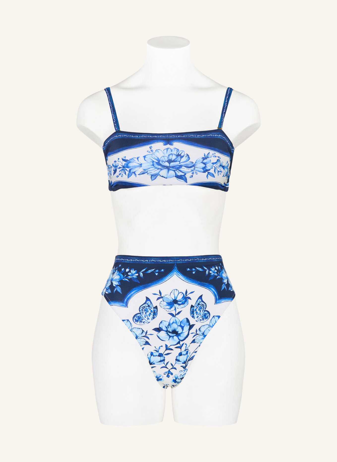 FARM RIO Bandeau-Bikini-Top PORCELAIN GARDEN: BLAU / DUNKELBLAU / WEISS