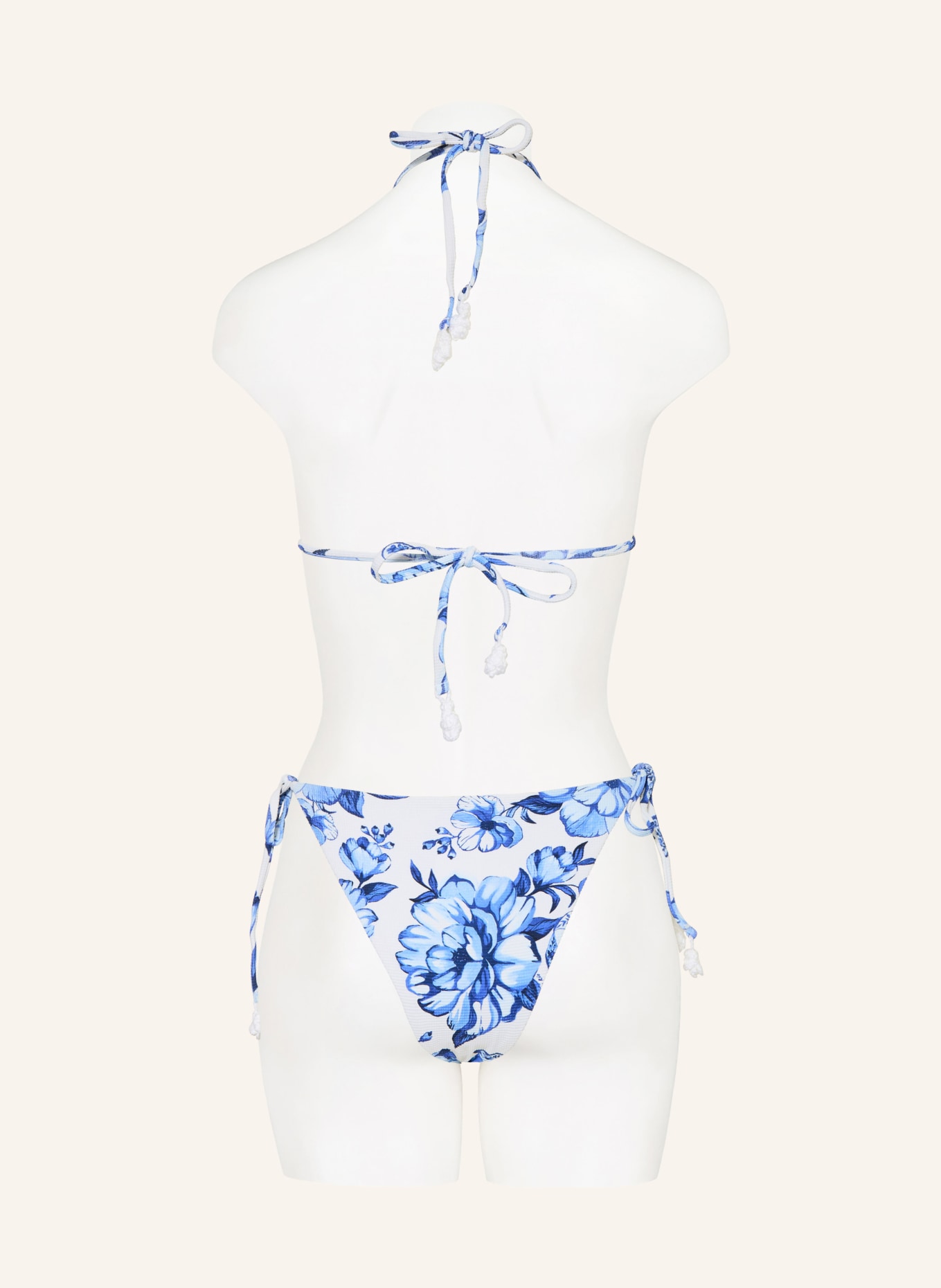 FARM RIO PORCELAIN CHITA triangle bikini bottoms: BLUE / DARK BLUE / WHITE