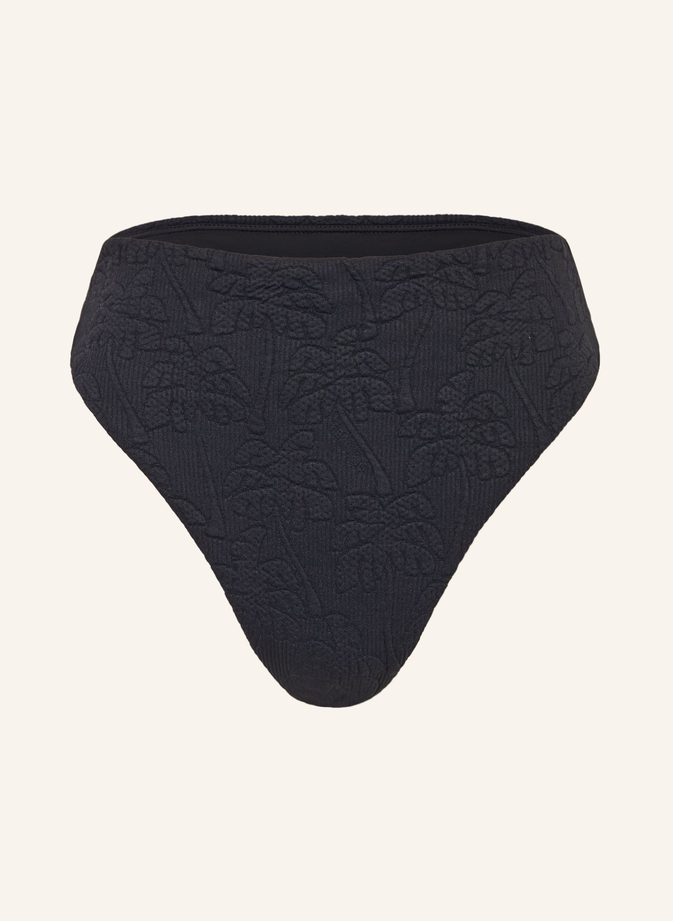 FARM RIO Majtki bikini z wysokim stanem BLACK PALM TREES: CZARNY
