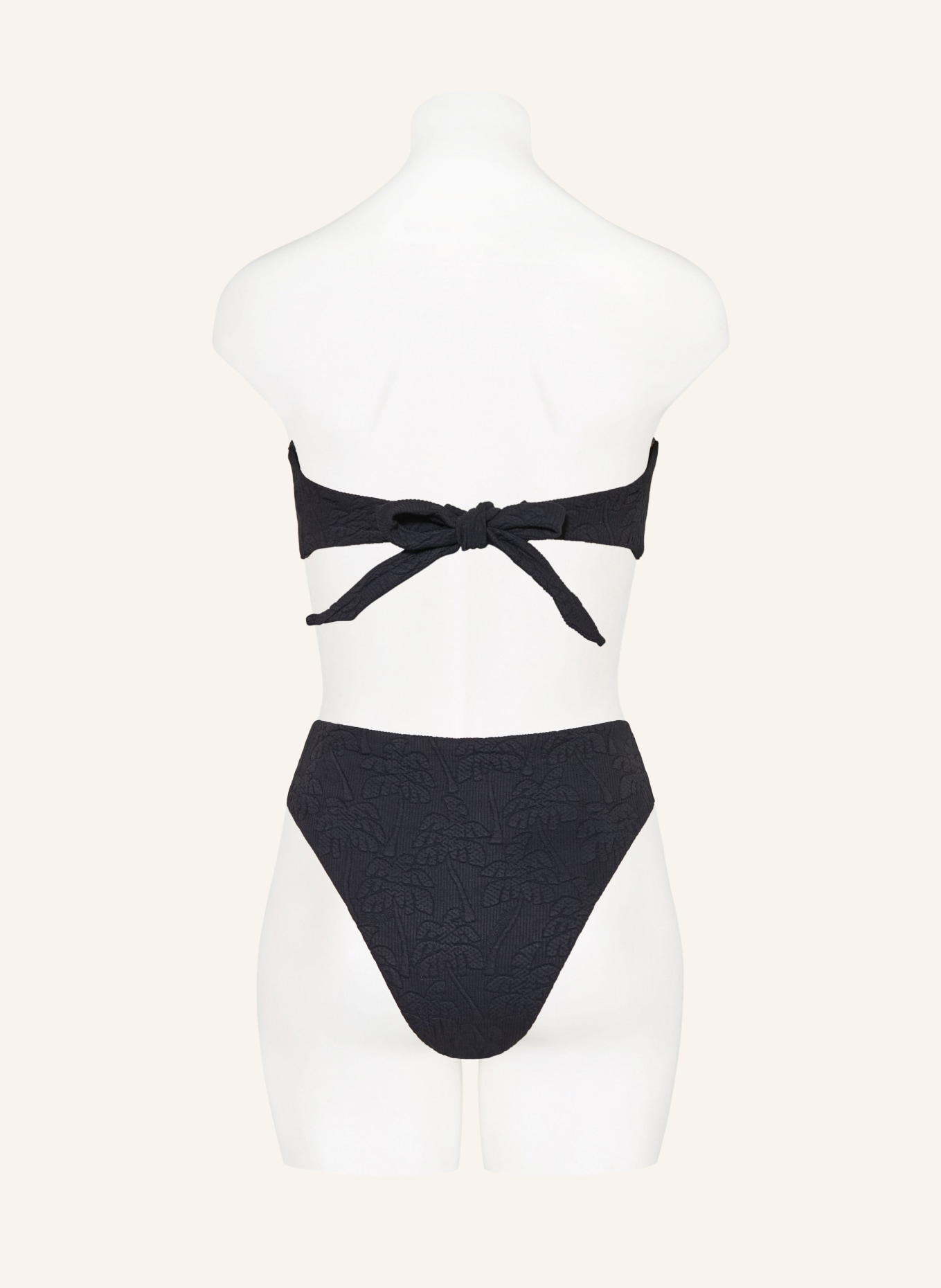 FARM RIO Majtki bikini z wysokim stanem BLACK PALM TREES: CZARNY