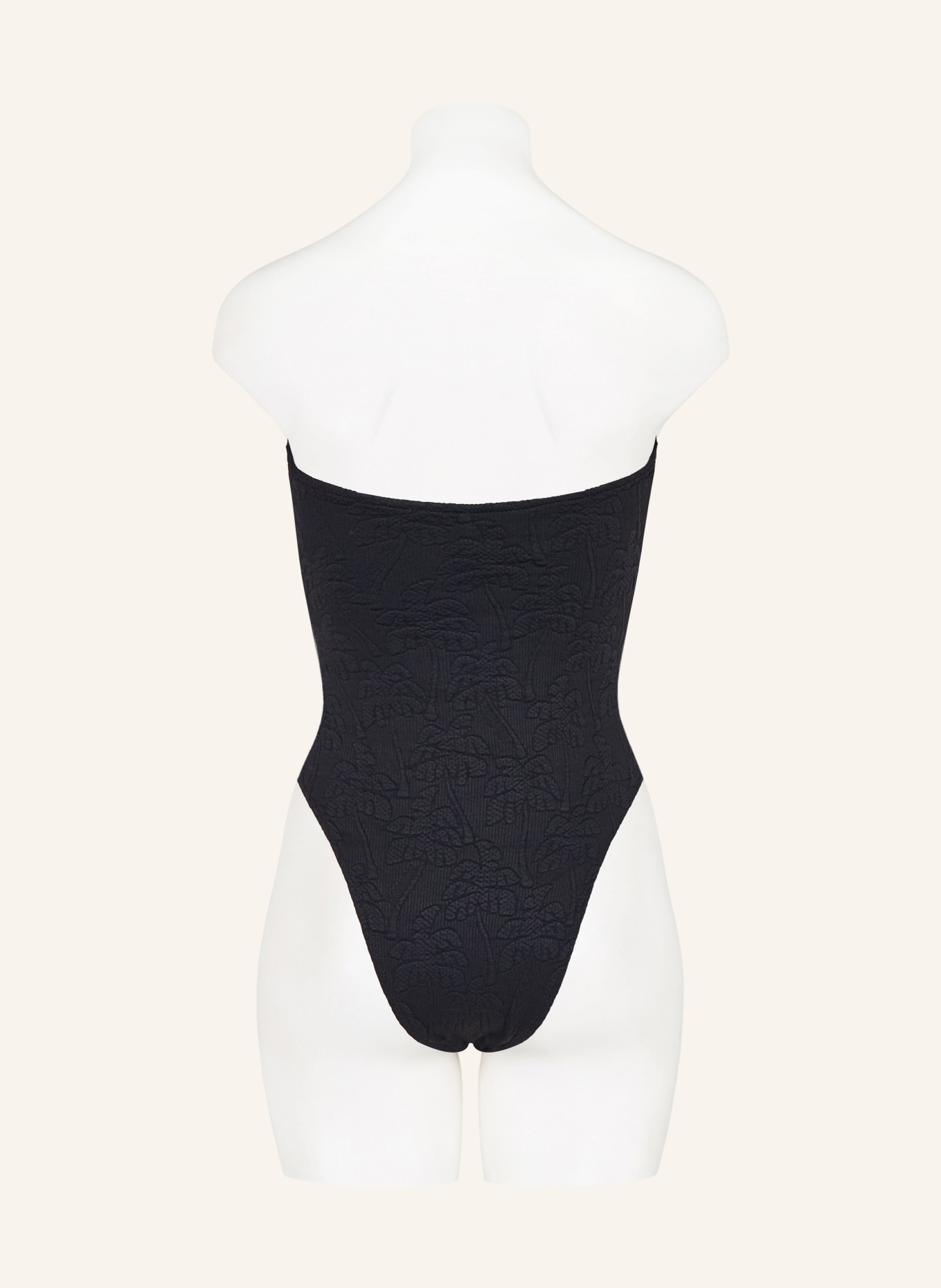 FARM RIO Bandeau swimsuit BLACK PALM TREES: BLACK