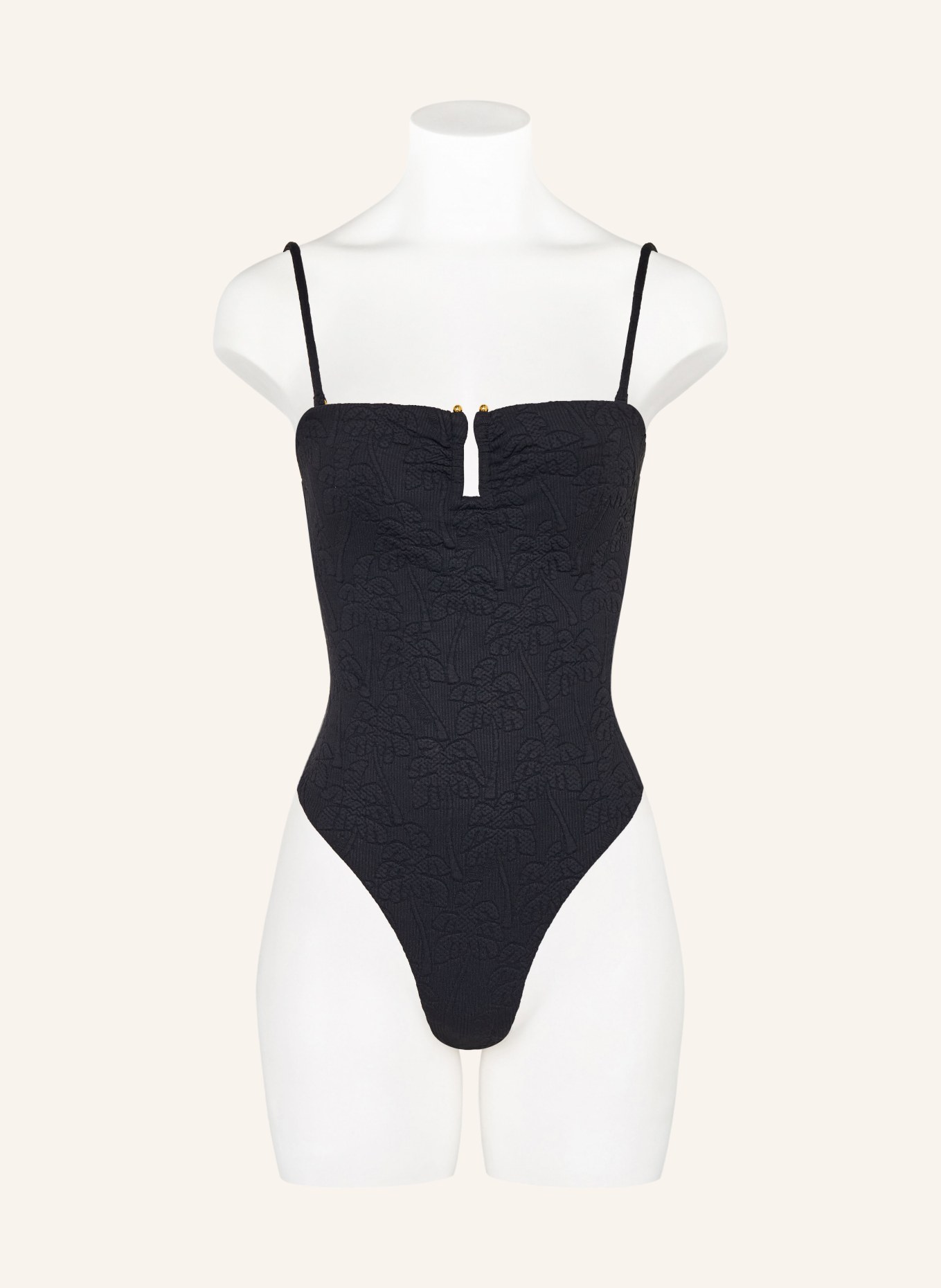 FARM RIO Bandeau swimsuit BLACK PALM TREES: BLACK