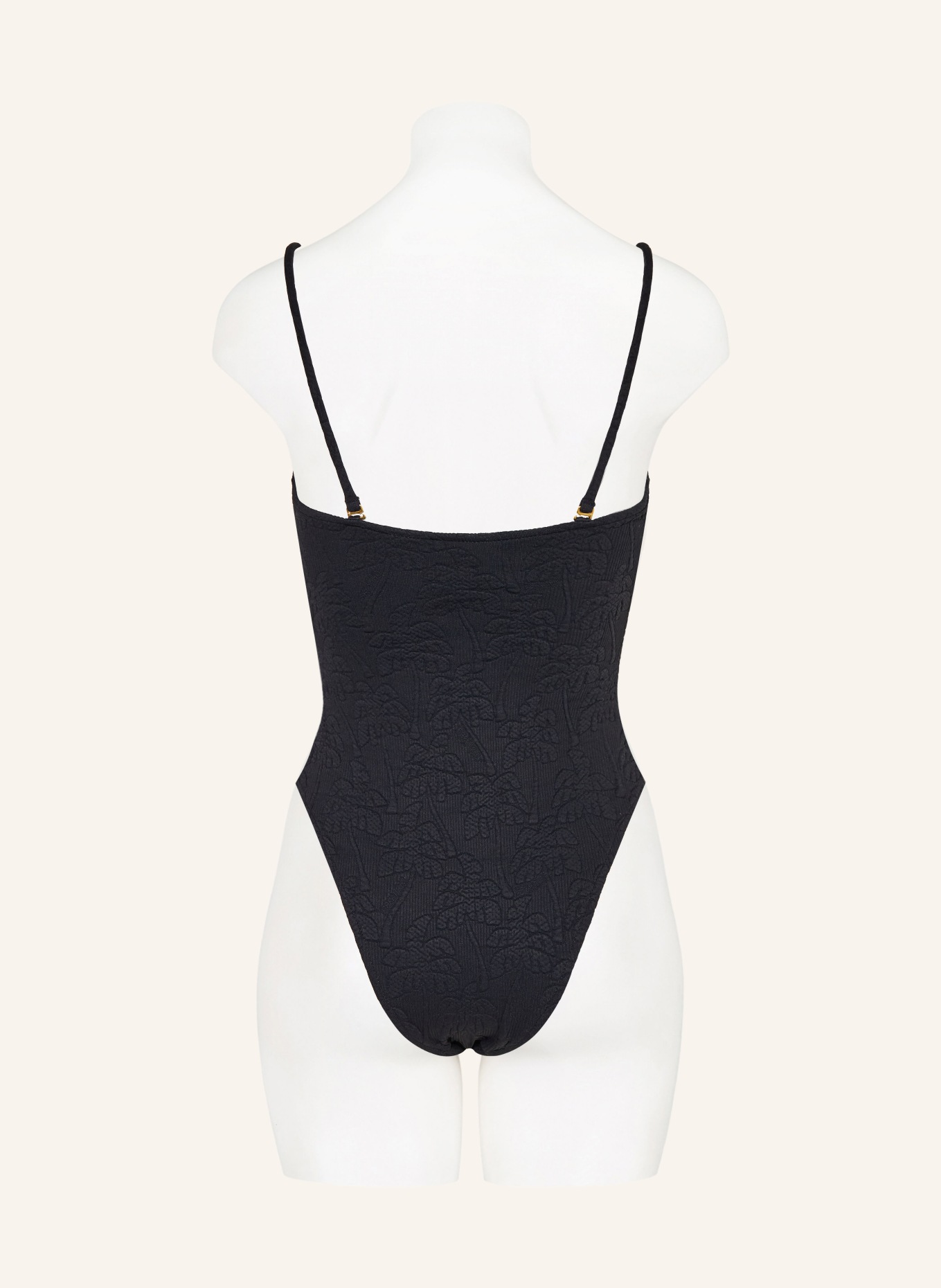 FARM RIO Bandeau swimsuit BLACK PALM TREES: BLACK