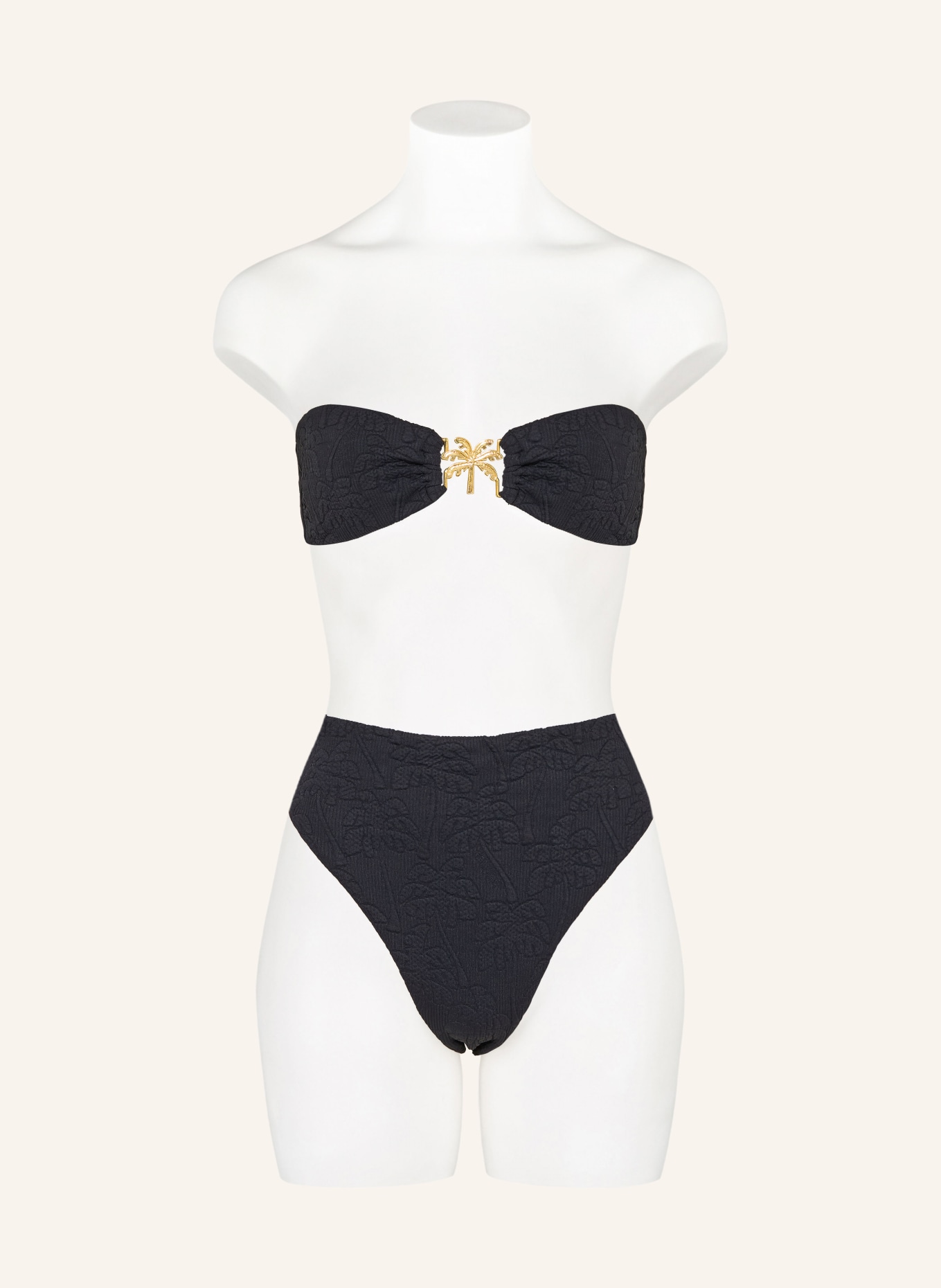 FARM RIO Bandeau-Bikini-Top BLACK PALM TREES: SCHWARZ / GOLD