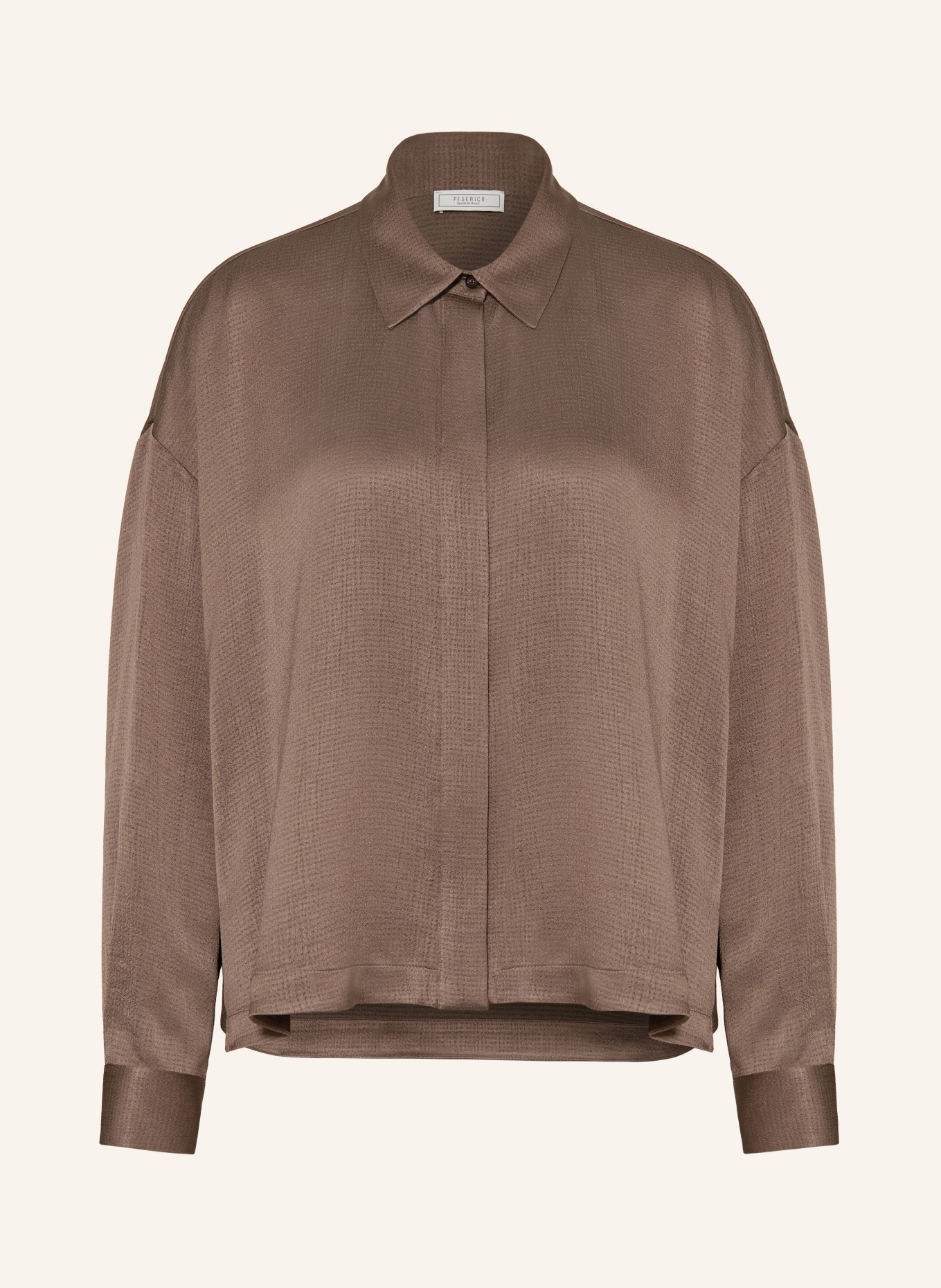 PESERICO Satin shirt blouse: TAUPE