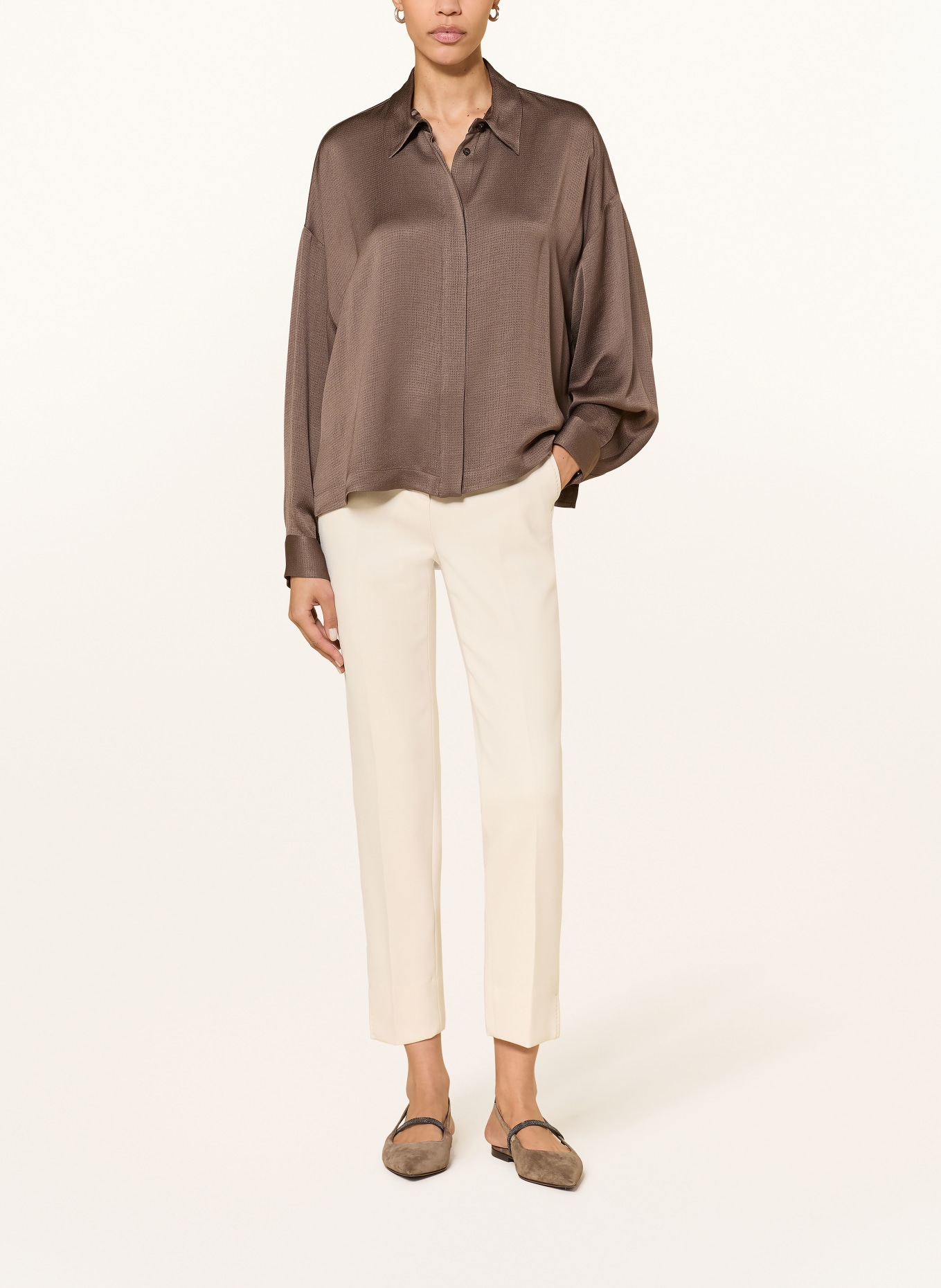PESERICO Satin shirt blouse: TAUPE