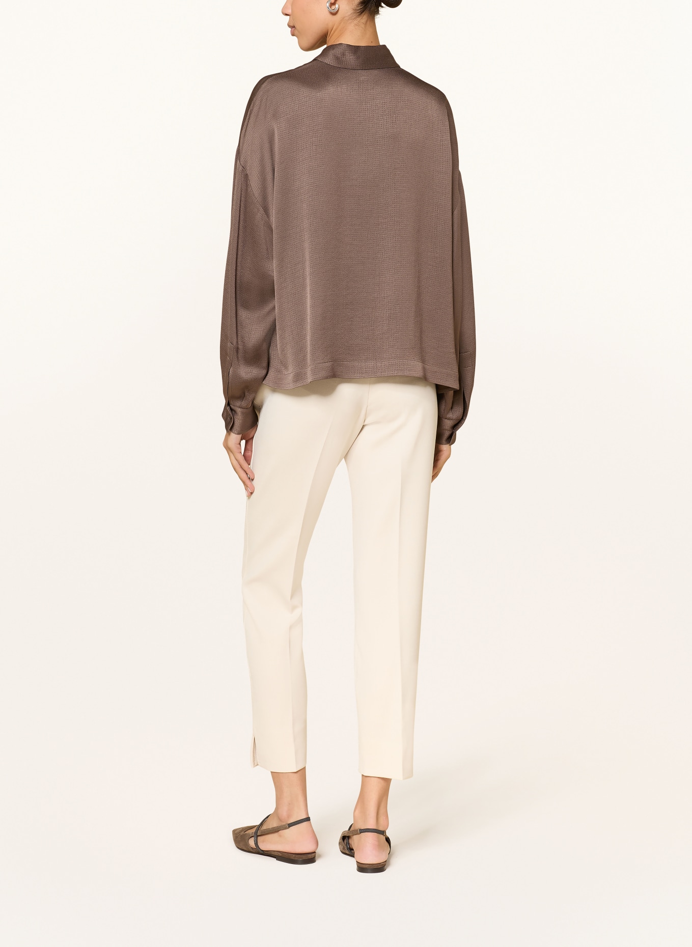PESERICO Satin shirt blouse: TAUPE