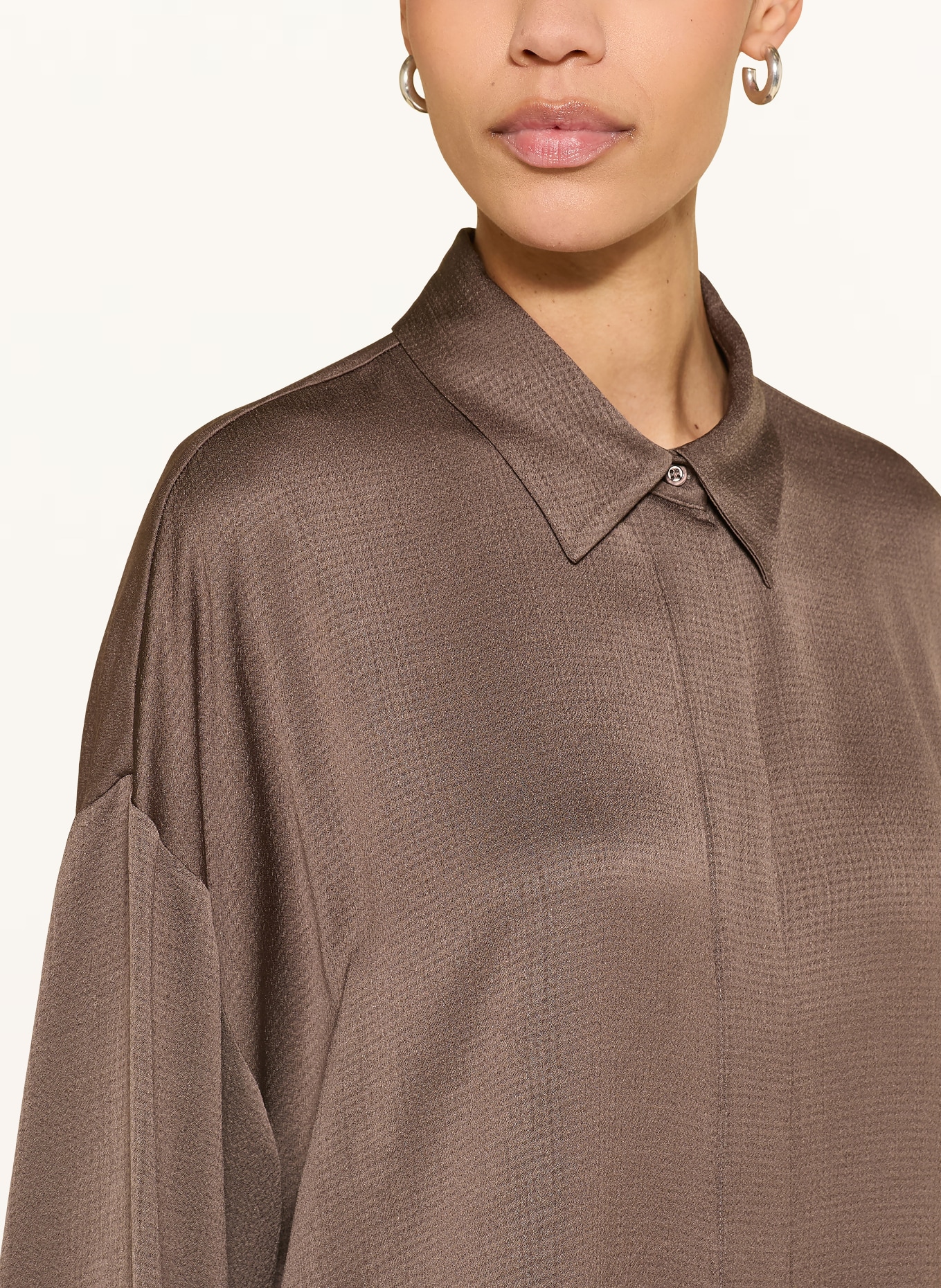 PESERICO Satin shirt blouse: TAUPE