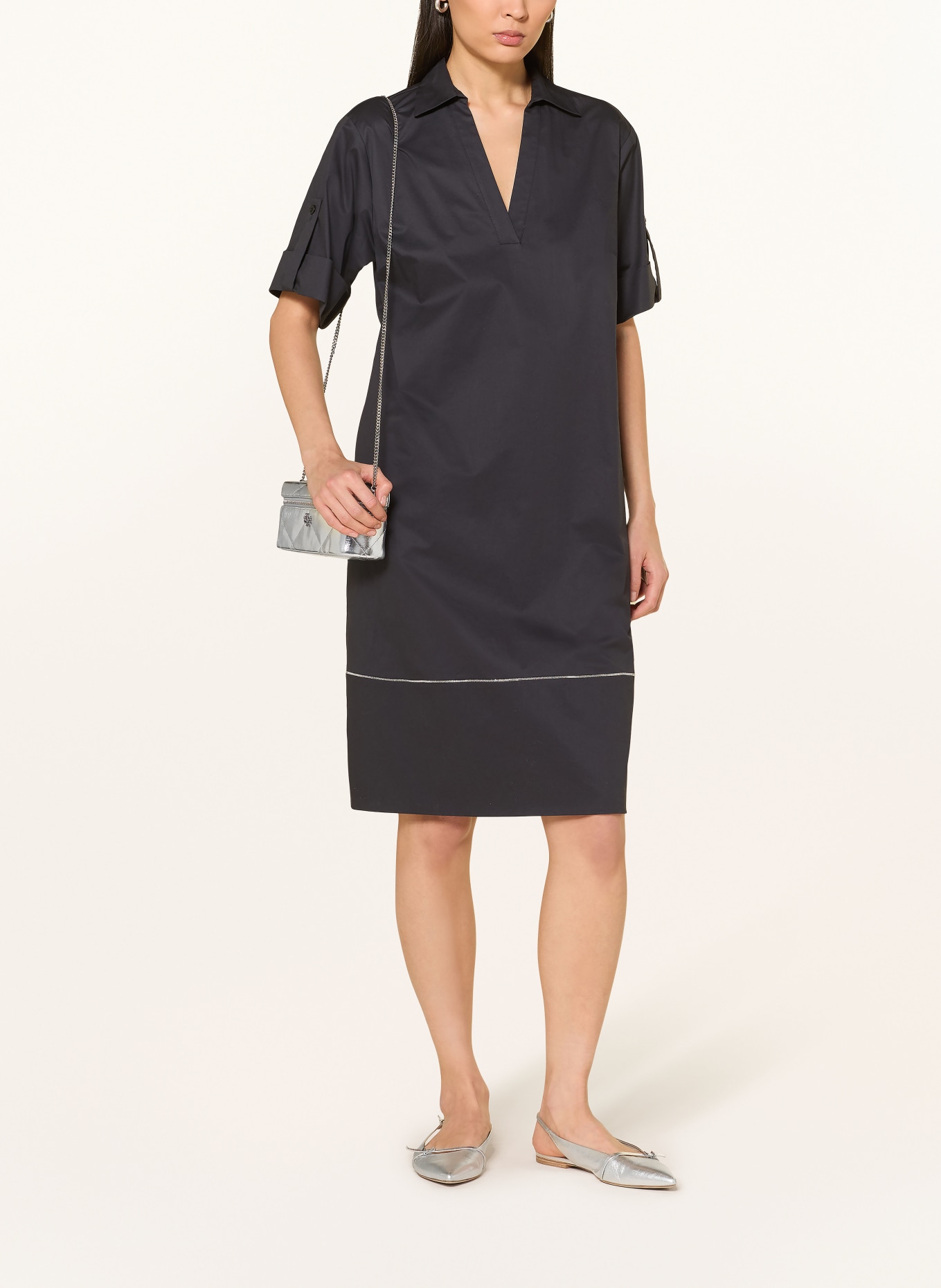 PESERICO Sukienka z kamieniami ozdobnymi: CZARNY