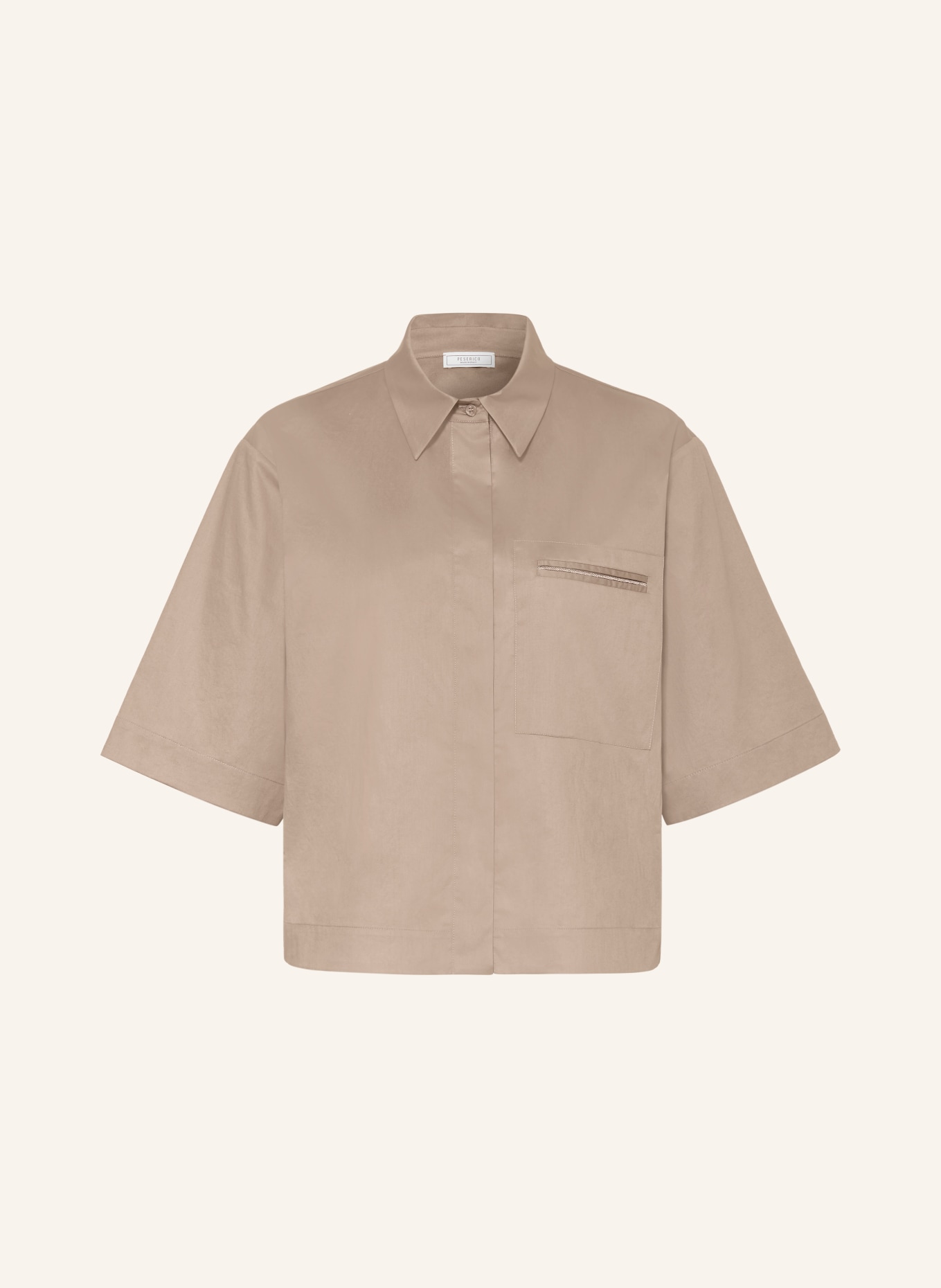 PESERICO Bluzka z kamieniami ozdobnymi: SZAROBRĄZOWY