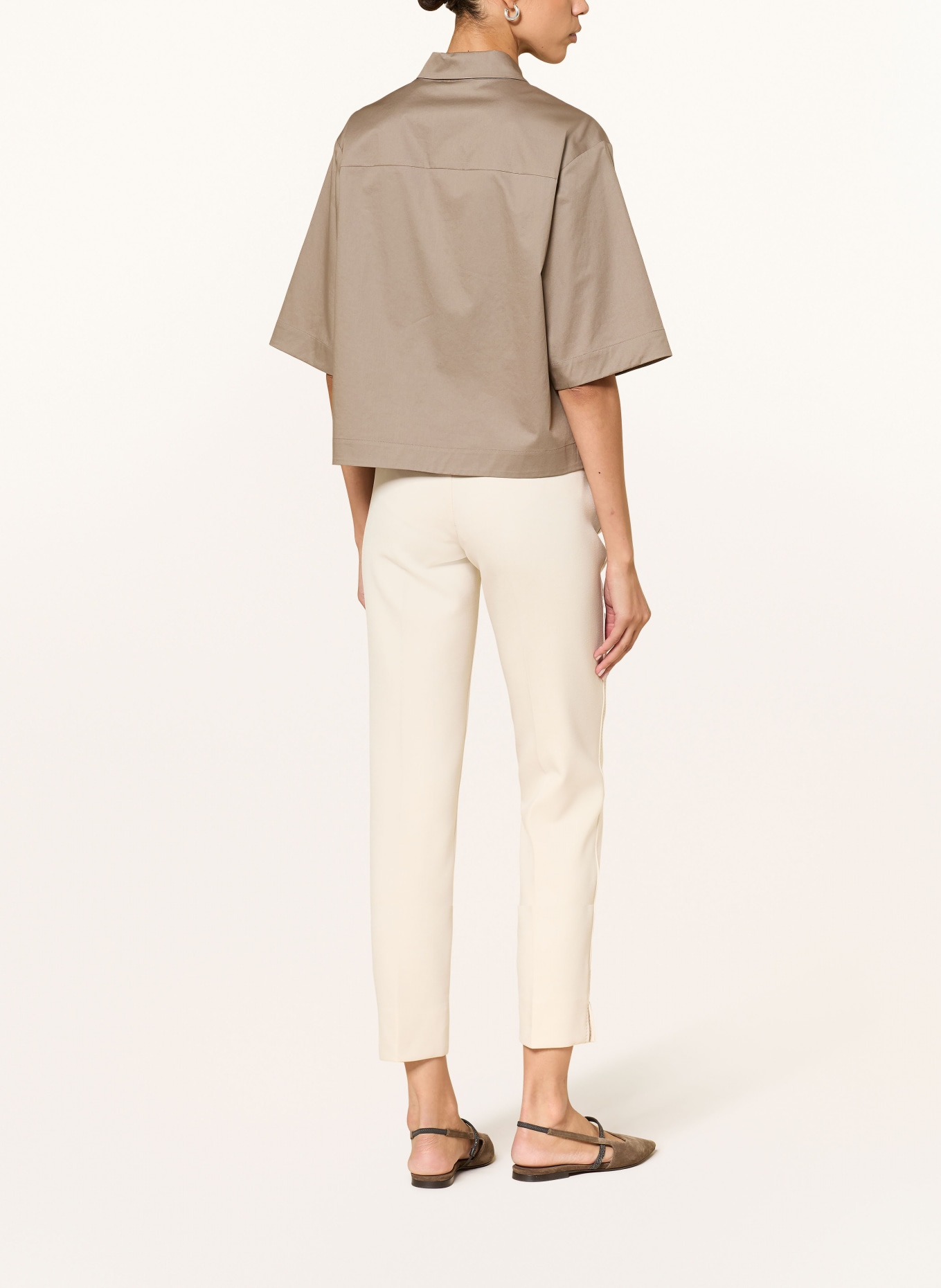 PESERICO Bluzka z kamieniami ozdobnymi: SZAROBRĄZOWY