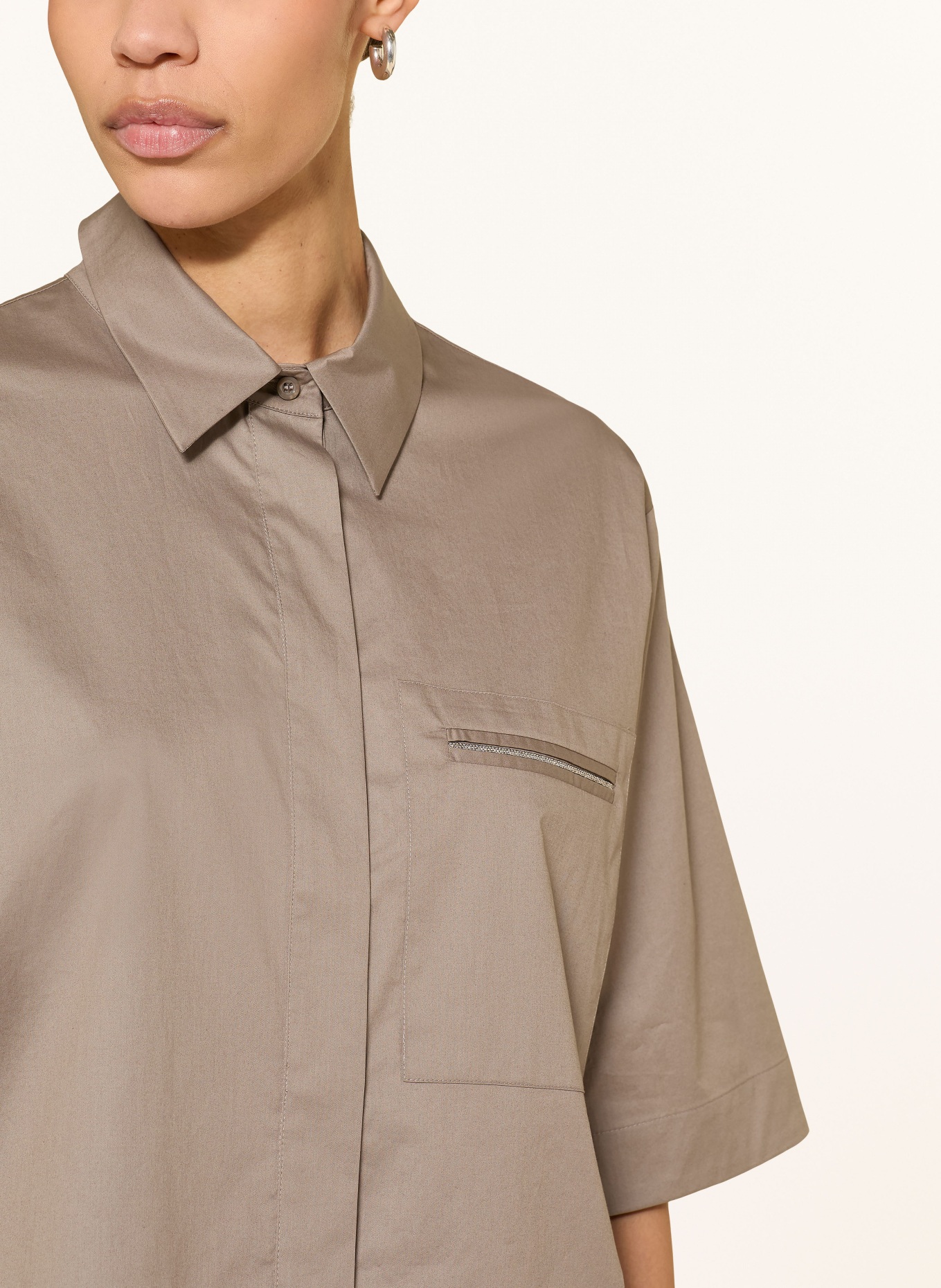 PESERICO Bluzka z kamieniami ozdobnymi: SZAROBRĄZOWY