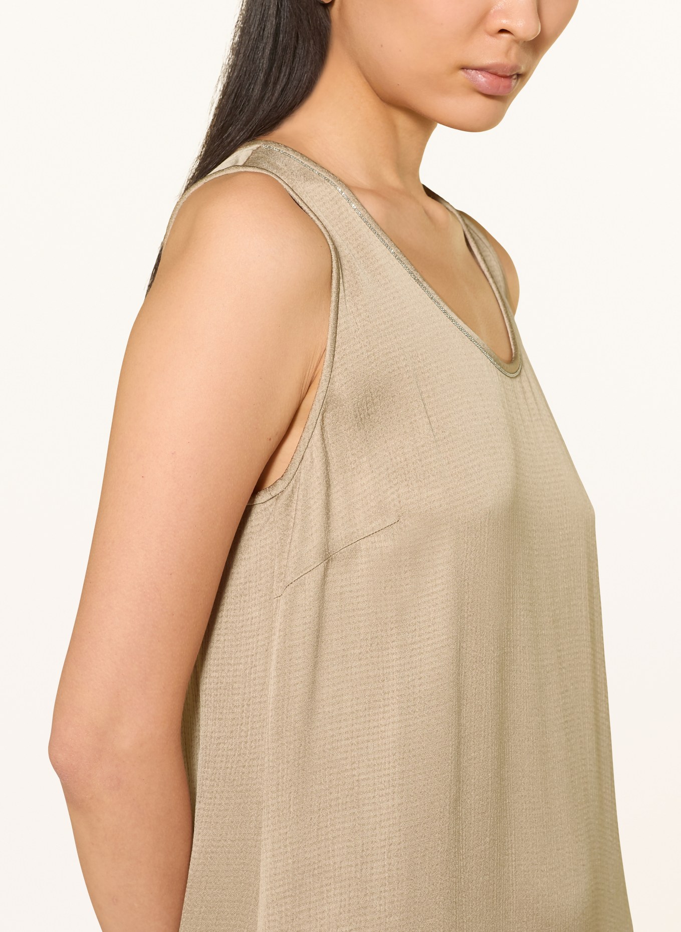 PESERICO Satin dress with gemstones: LIGHT BROWN