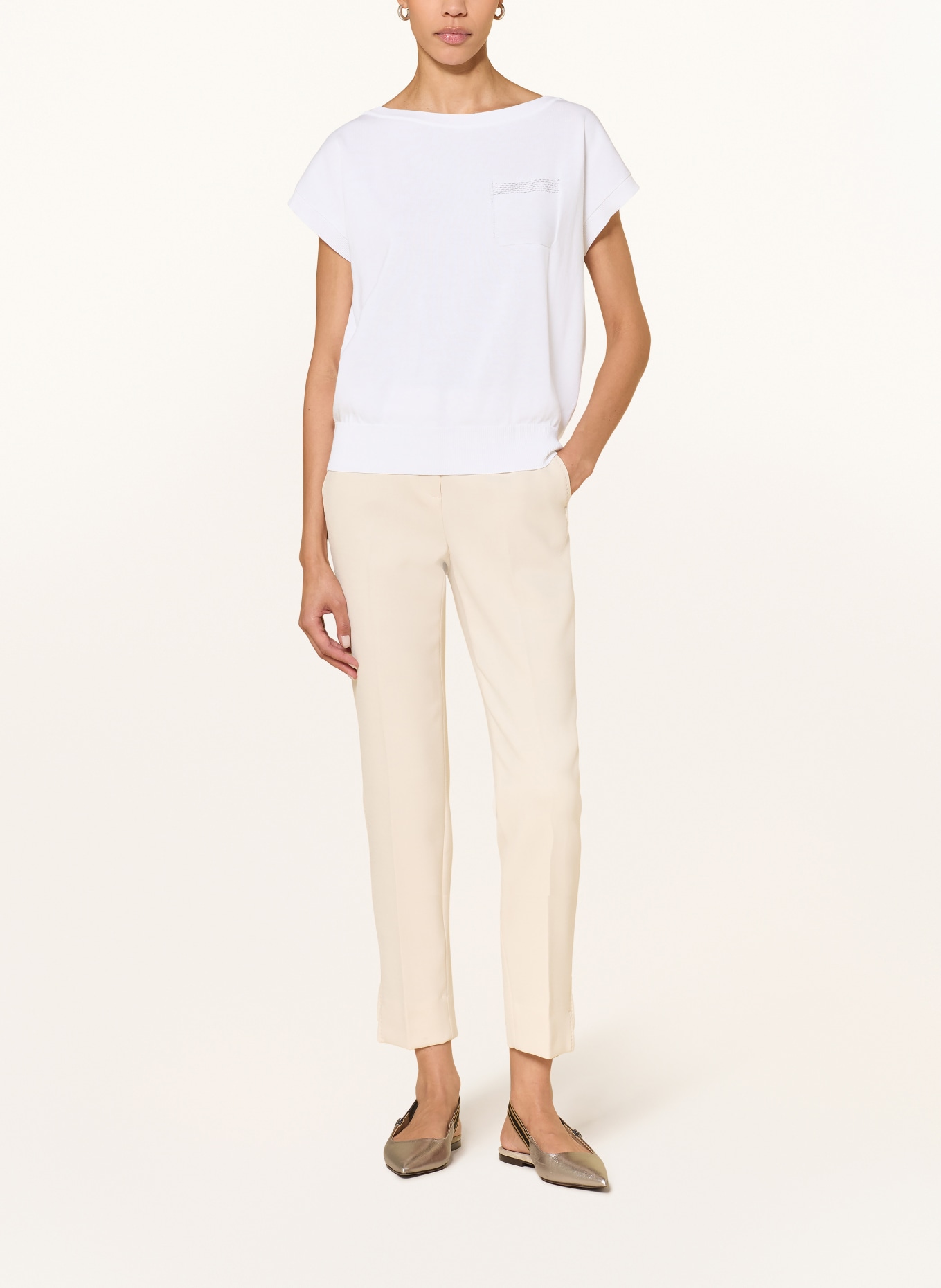 PESERICO Knitted shirt with gemstones: WHITE