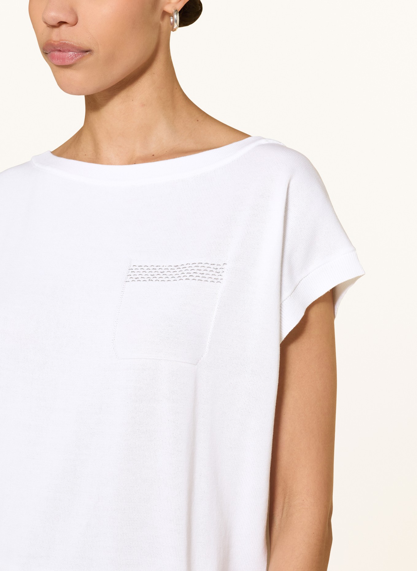 PESERICO Knitted shirt with gemstones: WHITE