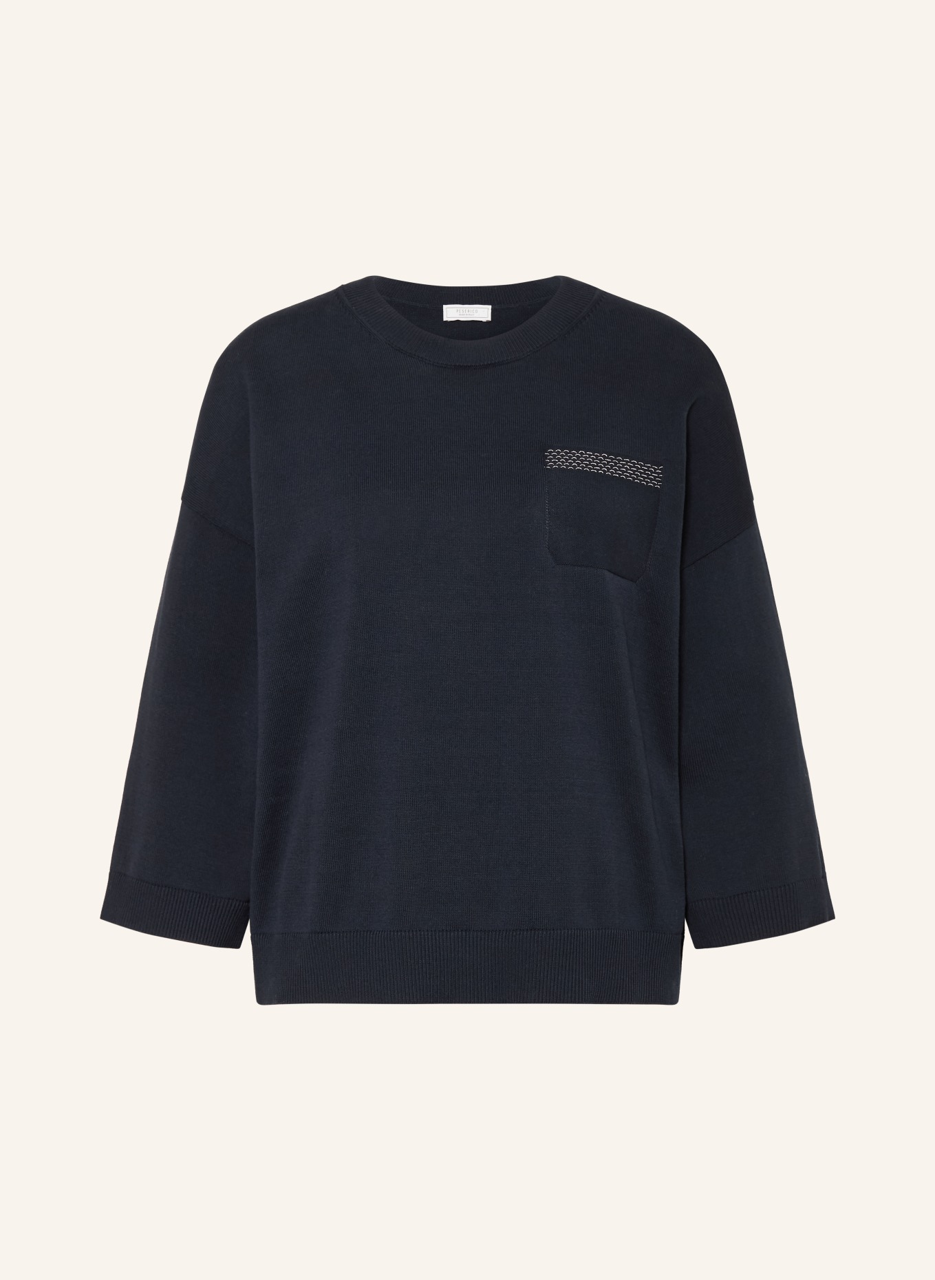 PESERICO Pullover mit 3/4-Arm und Schmucksteinen: SCHWARZ