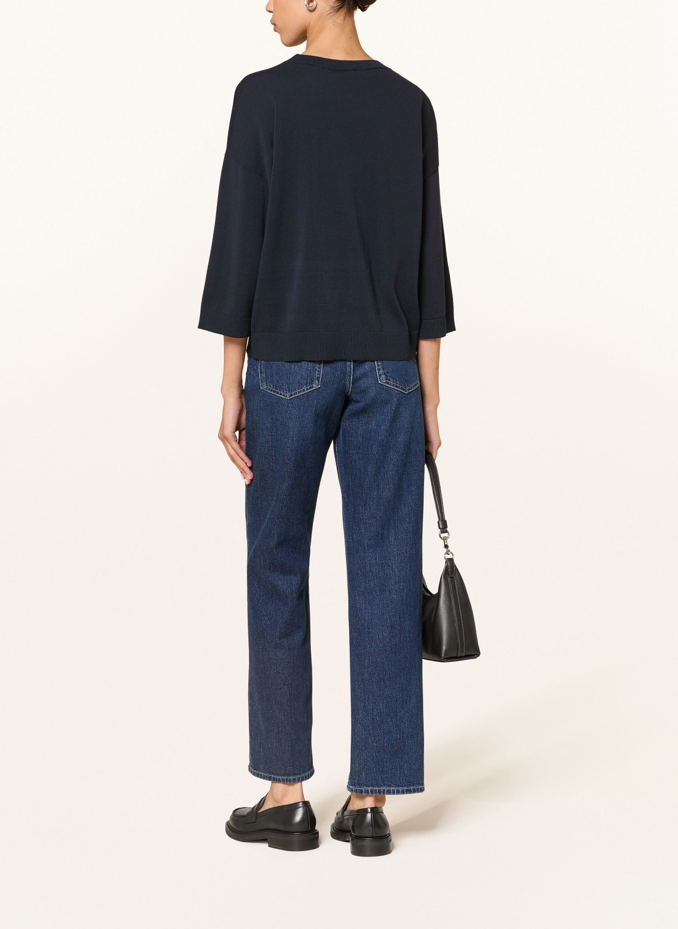 PESERICO Pullover mit 3/4-Arm und Schmucksteinen: SCHWARZ