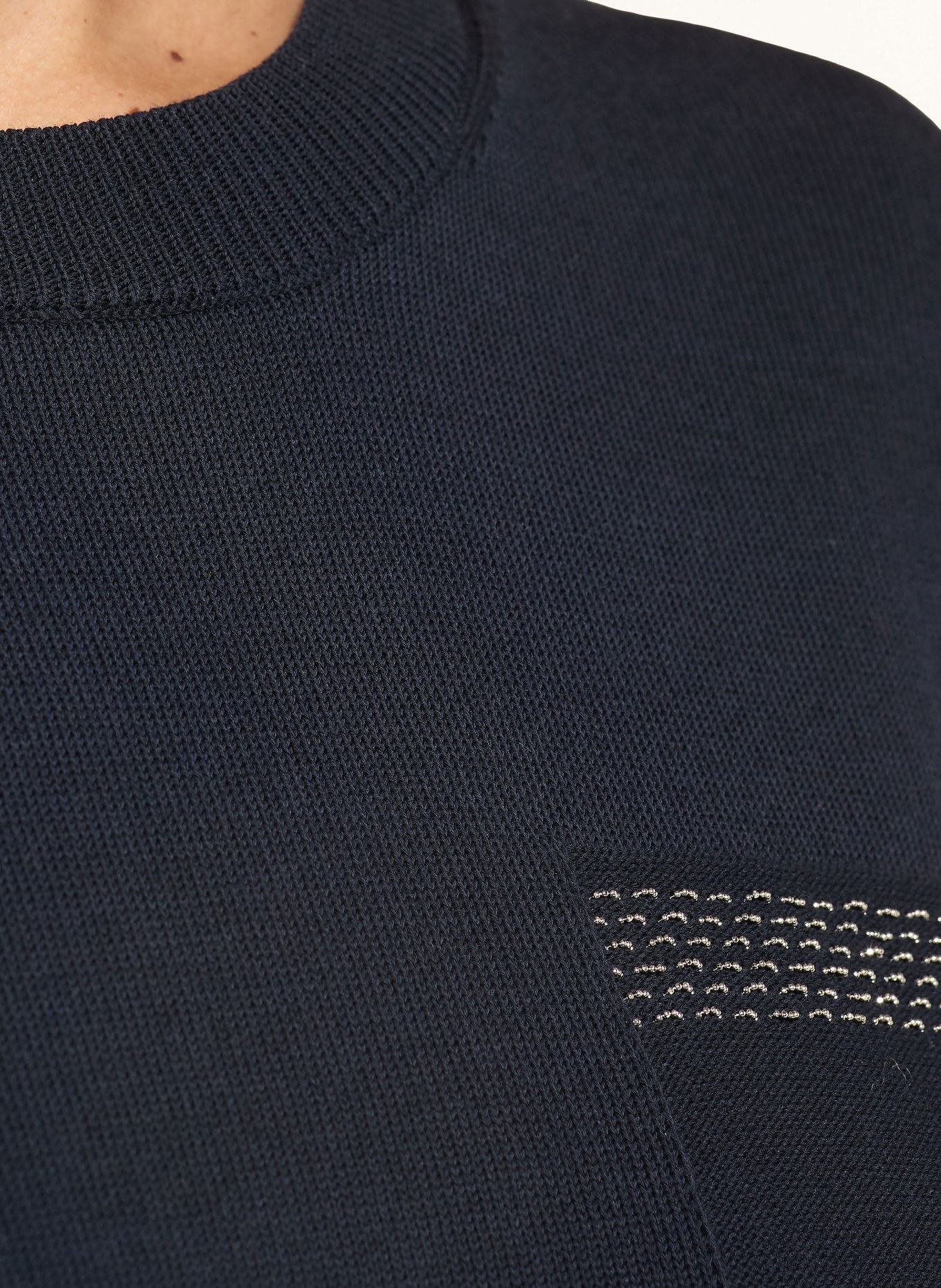 PESERICO Pullover mit 3/4-Arm und Schmucksteinen: SCHWARZ