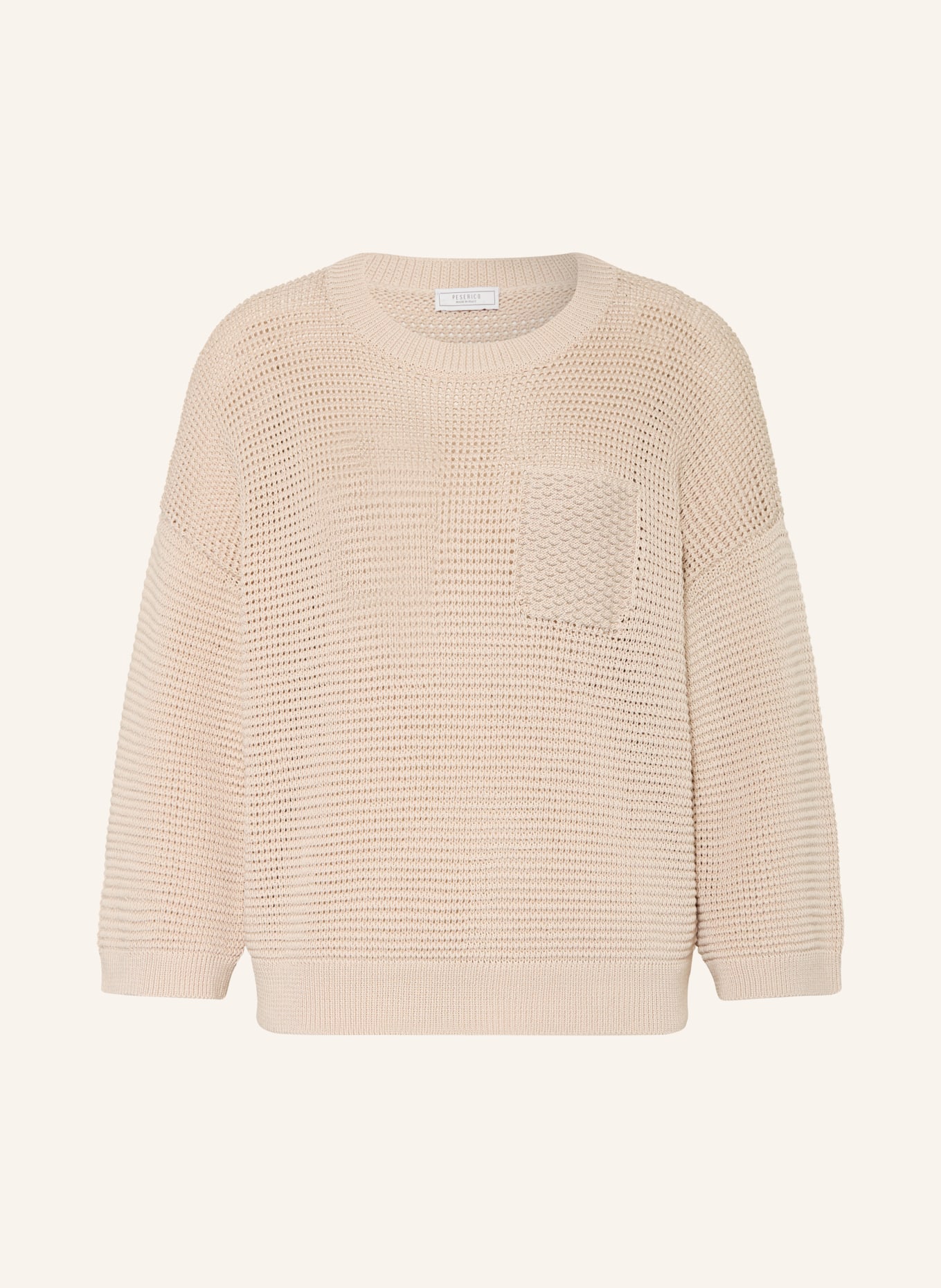 PESERICO Sweater with 3/4 sleeves and gemstones: BEIGE