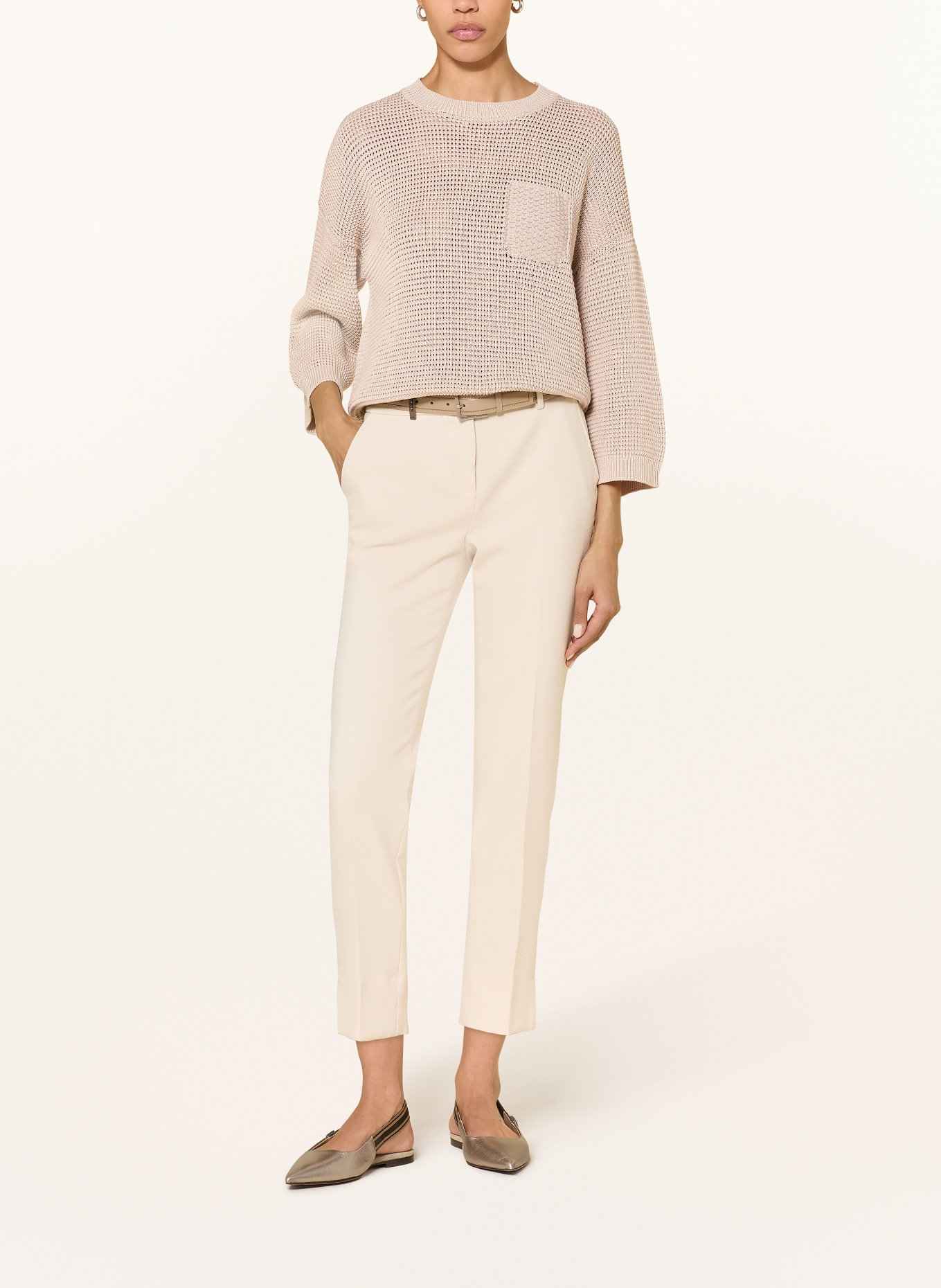 PESERICO Sweater with 3/4 sleeves and gemstones: BEIGE